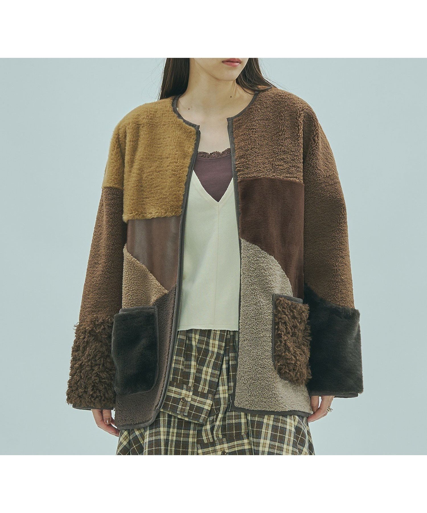 【ローズバッド/ROSE BUD】のPATCHWORK FAUXFUR COAT インテリア・キッズ・メンズ・レディースファッション・服の通販 founy(ファニー) ファッション Fashion レディースファッション Fashion for Women アウター Coat / Outerwear Collection コート・ロングコート・ピーコート Long Coats, Peacoats & More バランス Balance, Style Balance パッチワーク Patchwork, Mixed Fabric ベーシック Basic, Essential BROWN|ID: prp329100004820353 ipo3291000000035027647