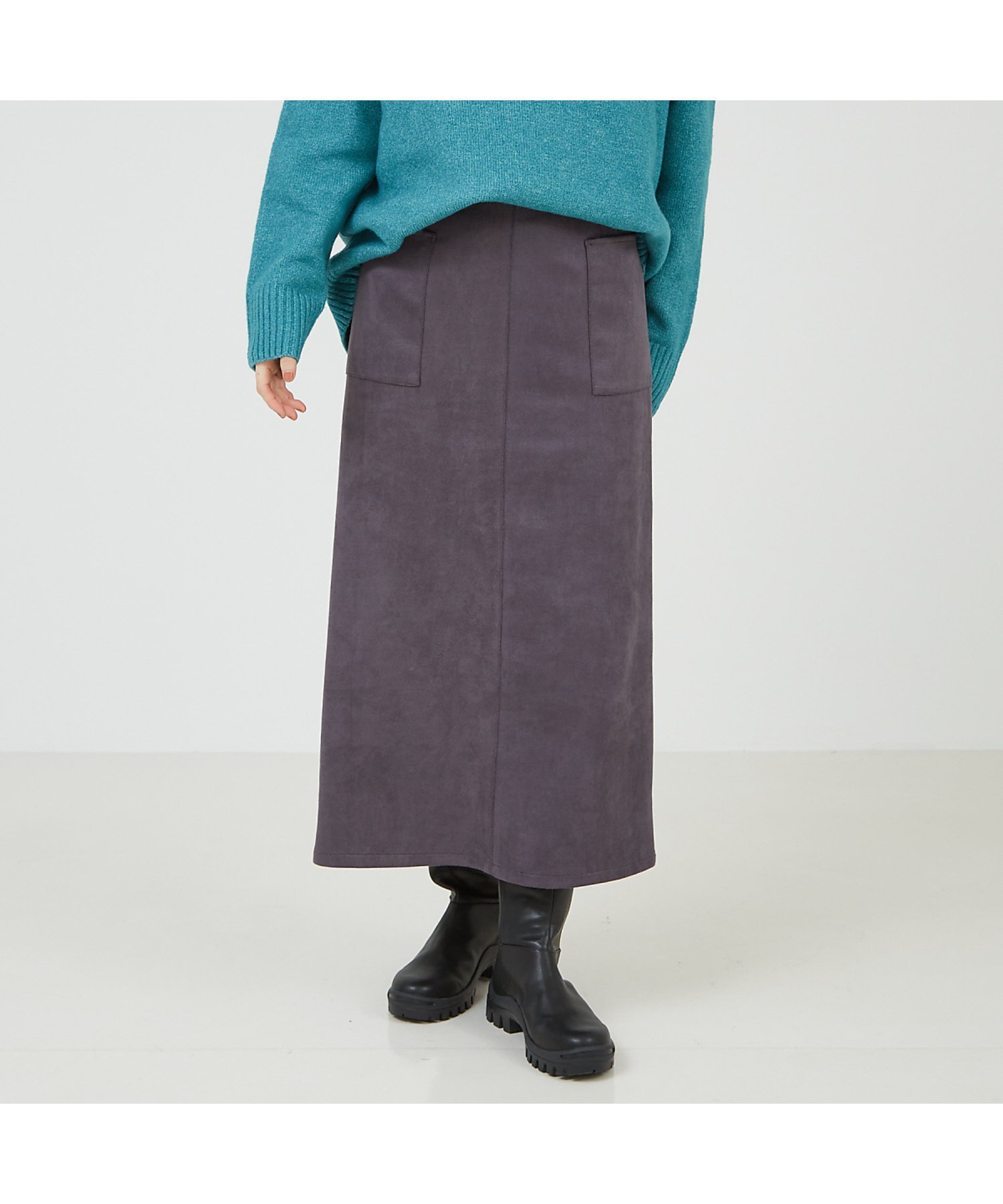 【アバハウスマヴィ/abahouse mavie】のフェイク(スエード レザー)ロングタイトスカート インテリア・キッズ・メンズ・レディースファッション・服の通販 founy(ファニー) 　ファッション　Fashion　レディースファッション　Fashion for Women　スカート　Skirts　コンパクト　Compact, Small Size　ストレッチ　Stretch, Stretchy Fabric　トレンド　Trend, Trending Now　フェイク　Faux, Fake　フェイクレザー　Faux Leather, PU Leather　秋　Autumn　ビジネス 仕事 通勤　Business / Work / Commuting　チャコールグレー|ID: prp329100004820362 ipo3291000000035027793