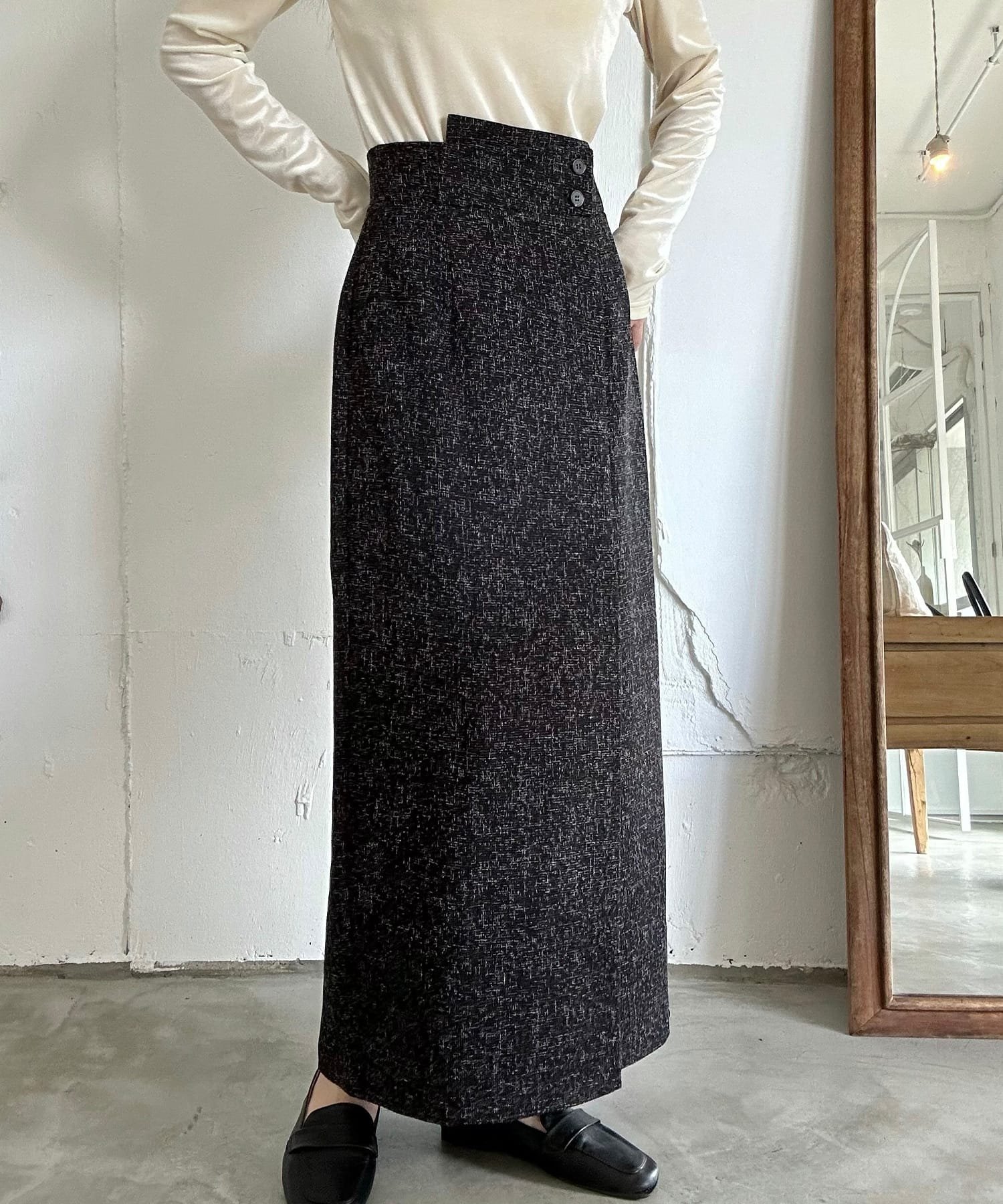 【ジュノア/JUNOAH】の裏起毛ラップ風ツイードスカート 人気、トレンドファッション・服の通販 founy(ファニー) 　ファッション　Fashion　レディースファッション　Fashion for Women　スカート　Skirts　ツイード　Twill, Twill Weave　ラップ　Wrap, Wrap Design　 other-1|ID: prp329100004820401 ipo3291000000035028163