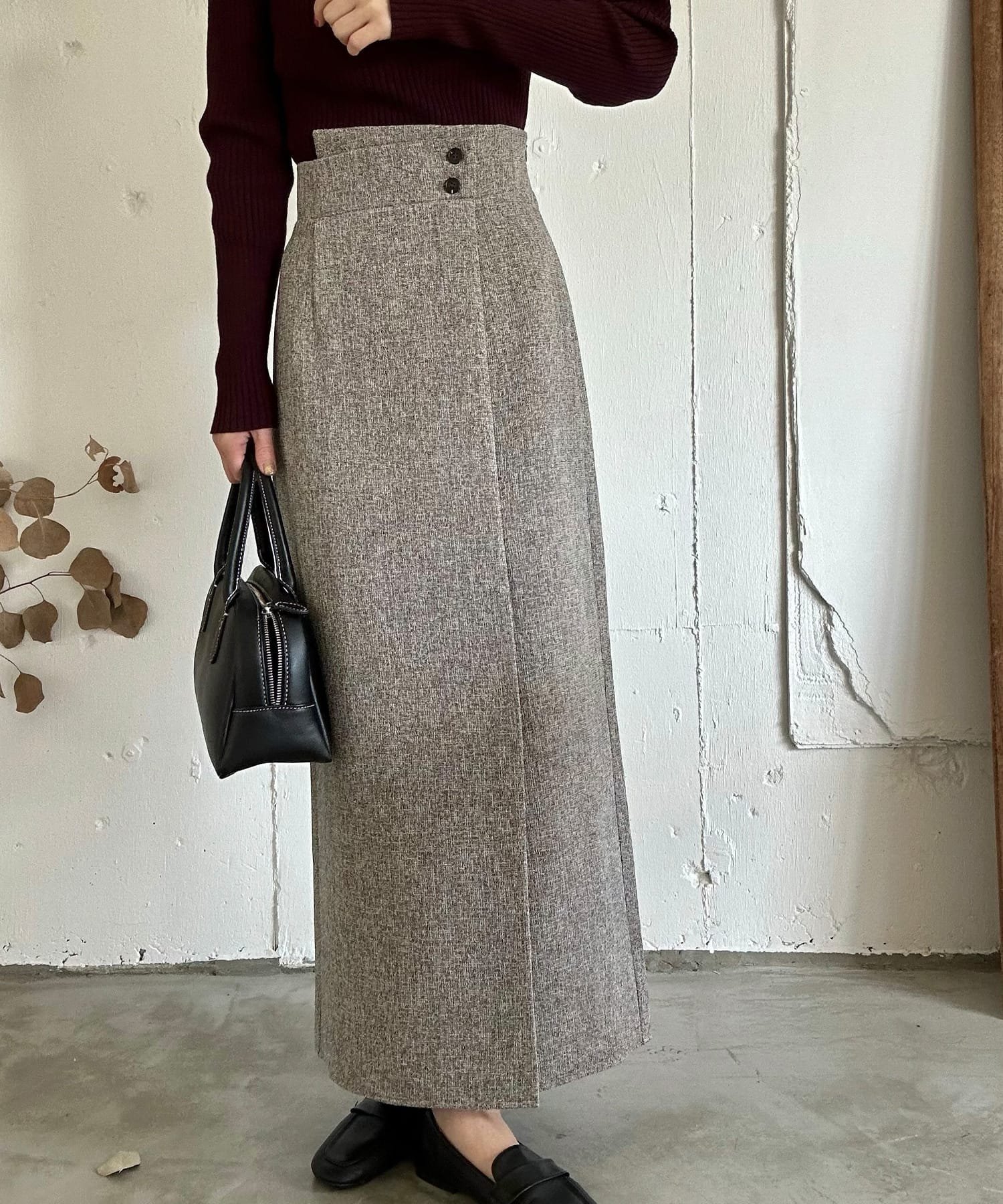 【ジュノア/JUNOAH】の裏起毛ラップ風ツイードスカート インテリア・キッズ・メンズ・レディースファッション・服の通販 founy(ファニー) 　ファッション　Fashion　レディースファッション　Fashion for Women　スカート　Skirts　ツイード　Twill, Twill Weave　ラップ　Wrap, Wrap Design　ライトブラウン|ID: prp329100004820401 ipo3291000000035028167