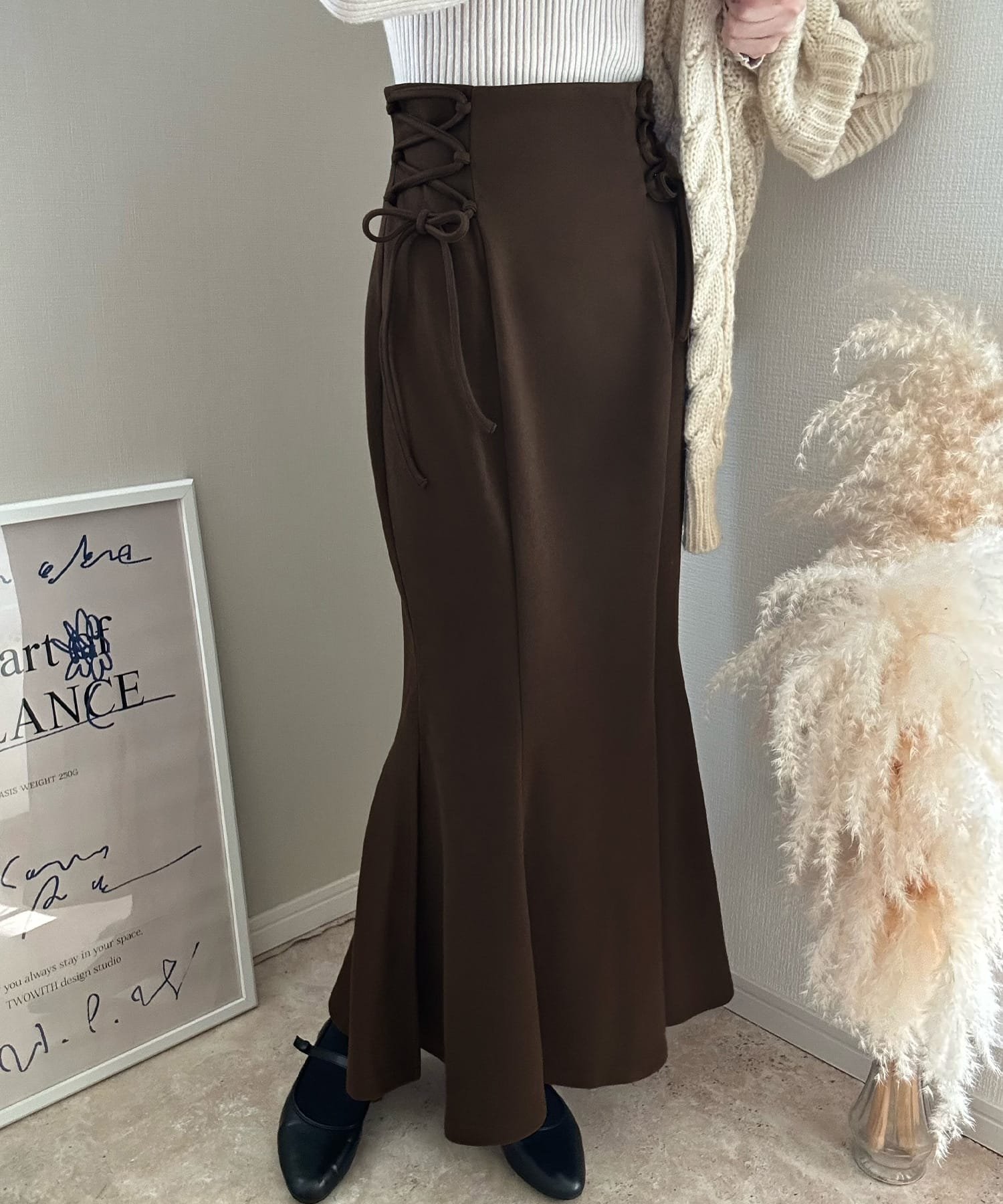 【ジュノア/JUNOAH】のサイドレースアップマーメイドスカート インテリア・キッズ・メンズ・レディースファッション・服の通販 founy(ファニー) 　ファッション　Fashion　レディースファッション　Fashion for Women　スカート　Skirts　ダークブラウン|ID: prp329100004820405 ipo3291000000035028185