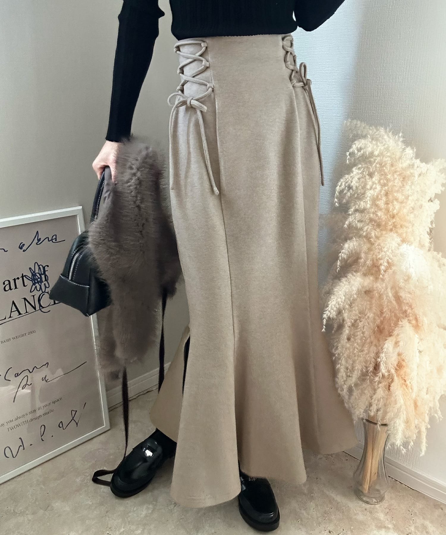 【ジュノア/JUNOAH】のサイドレースアップマーメイドスカート インテリア・キッズ・メンズ・レディースファッション・服の通販 founy(ファニー) 　ファッション　Fashion　レディースファッション　Fashion for Women　スカート　Skirts　グレージュ|ID: prp329100004820405 ipo3291000000035028188