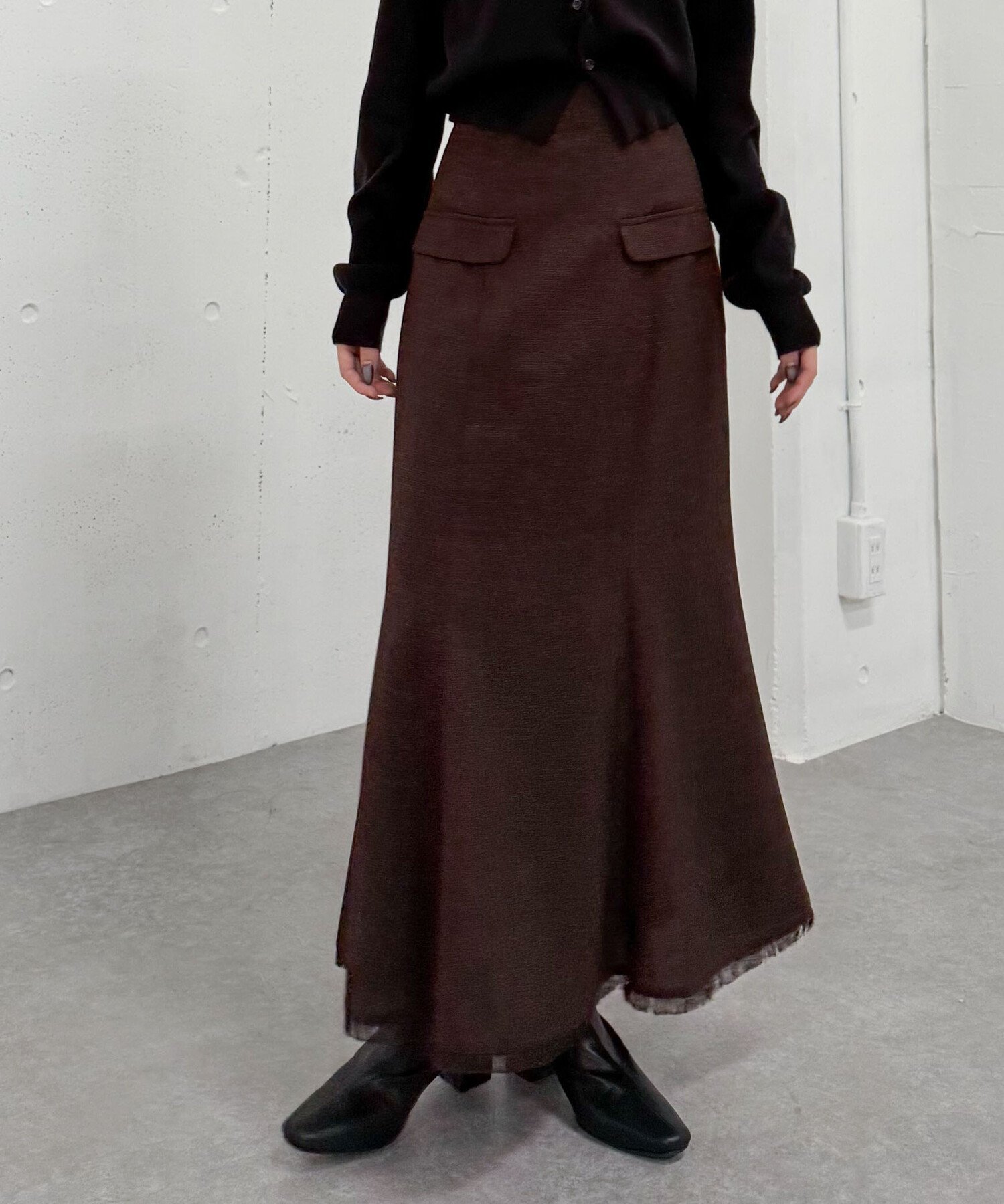 【アルシーヴ/archives】のツイードマーメイドスカート インテリア・キッズ・メンズ・レディースファッション・服の通販 founy(ファニー) 　ファッション　Fashion　レディースファッション　Fashion for Women　スカート　Skirts　おすすめ　Recommended / Our Picks　コンパクト　Compact, Small Size　シンプル　Simple, Minimal　ツイード　Twill, Twill Weave　フリンジ　Fringe, Tassel　マーメイド　Mermaid, Fishtail Silhouette　リブニット　Rib Knit, Ribbed Knit　冬　Winter / This Winter　BROWN|ID: prp329100004820408 ipo3291000000035028263