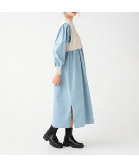 【ビームス ハート/BEAMS HEART】のニット * ドッキング ワンピース 人気、トレンドファッション・服の通販 founy(ファニー) ファッション Fashion レディースファッション Fashion for Women ワンピース Dresses おすすめ Recommended / Our Picks デニム Denim, Jeans Material ドッキング Docking, Mixed Material ベスト Vest, Waistcoat ロング Long, Long-Length ワイド Wide, Wide Fit |ID:prp329100004820425