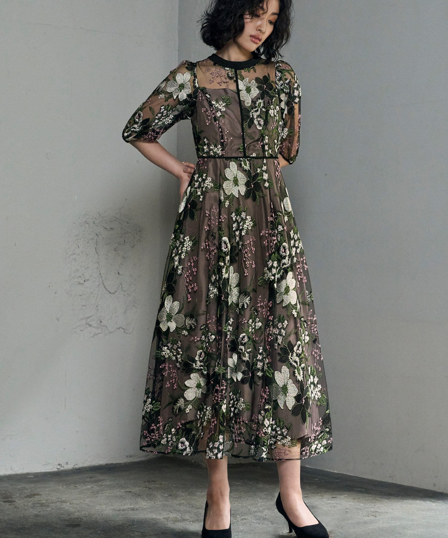 【ガール/GIRL】のフラワーエンブロイダリーレース 結婚式 ワンピース パーティードレス インテリア・キッズ・メンズ・レディースファッション・服の通販 founy(ファニー) 　ファッション　Fashion　レディースファッション　Fashion for Women　ワンピース　Dresses　フォーマル・パーティードレス・結婚式用ドレス　Elegant & Casual Dresses　ドレス　Dress, One-Piece　パイピング　Piping, Trim Design　フレア　Flare, Flared　ヨーク　Yoke, Yoke Design　おすすめ　Recommended / Our Picks　エレガント 上品　Elegant　結婚式　Wedding　披露宴　Wedding Reception　二次会　After Party　BK|ID: prp329100004820441 ipo3291000000035028545