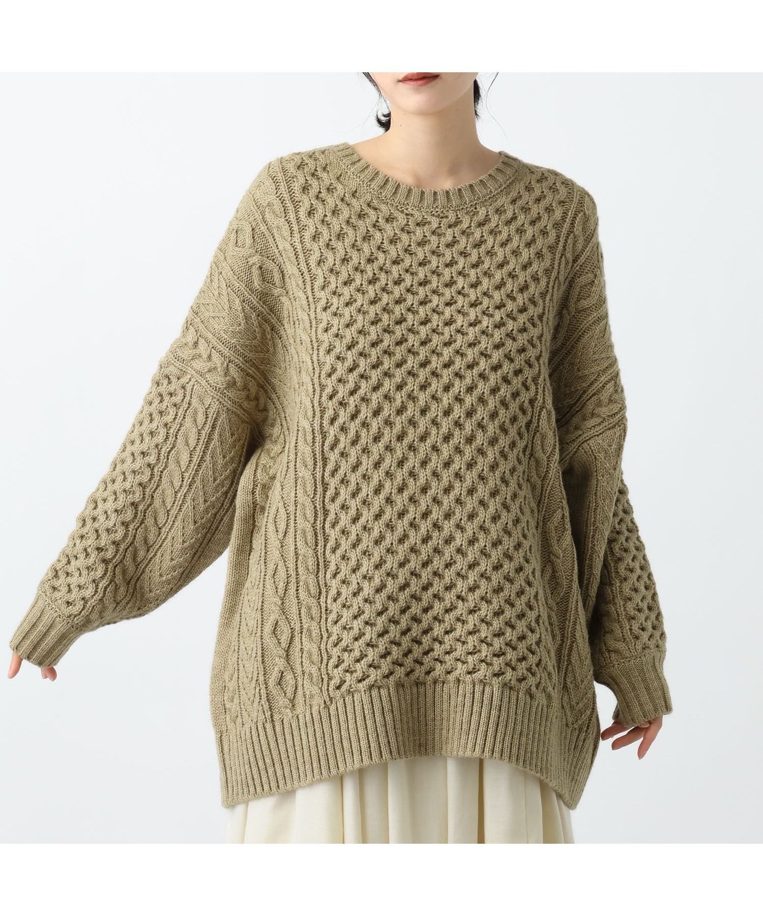 【スタディオ クリップ/studio CLIP】の《natural by clip》5ゲージウール混ケーブルプルオーバー インテリア・キッズ・メンズ・レディースファッション・服の通販 founy(ファニー) ファッション Fashion レディースファッション Fashion for Women トップス・カットソー Cut & Sew Tops カジュアルプルオーバー・ニットトップス Pullovers & Knit Tops / Casual Pullovers ベージュ55|ID: prp329100004820449 ipo3291000000035028654