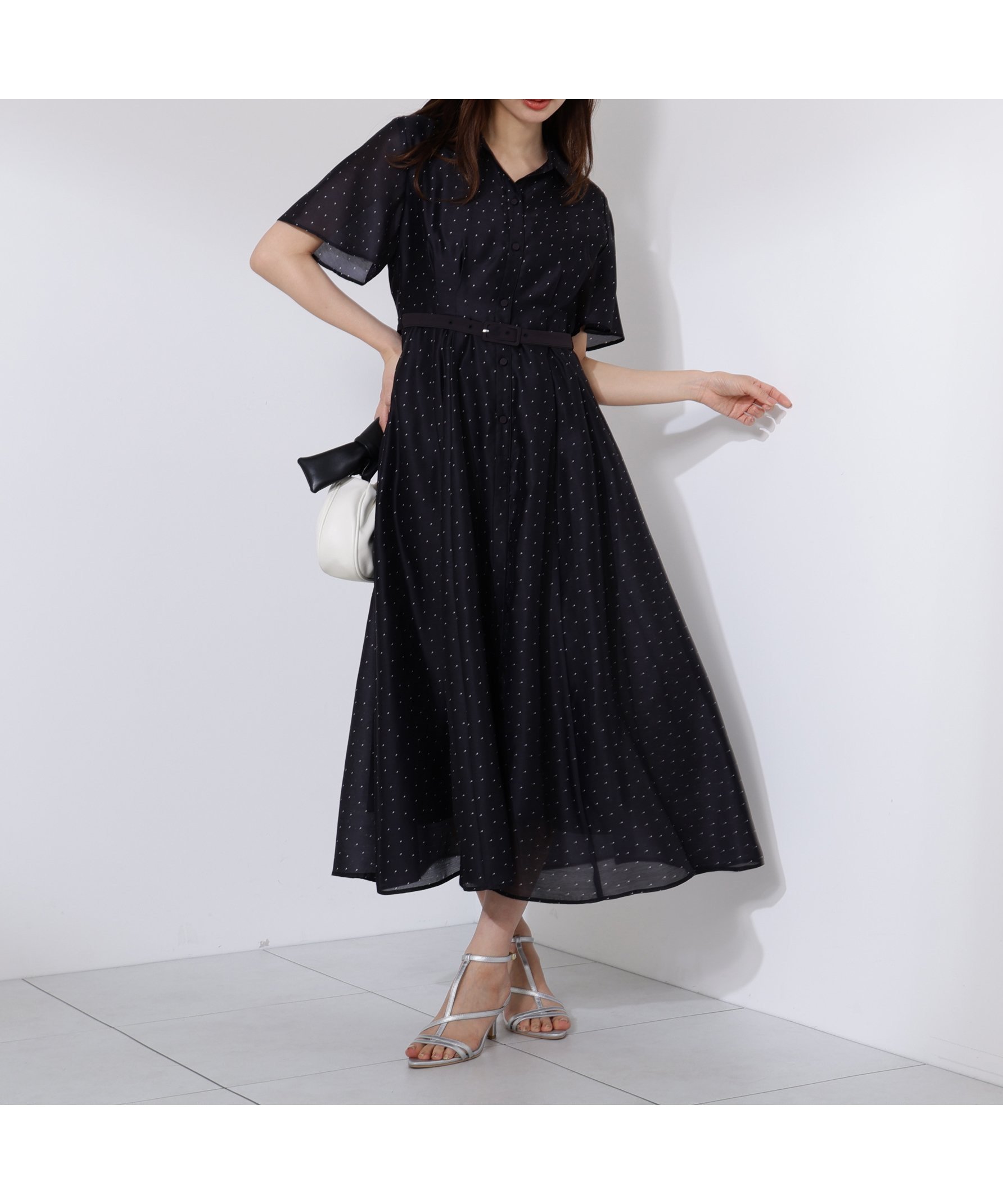 【プロポーション ボディドレッシング/PROPORTION BODY DRESSING】の配色シャツワンピース インテリア・キッズ・メンズ・レディースファッション・服の通販 founy(ファニー) 　ファッション　Fashion　レディースファッション　Fashion for Women　ワンピース　Dresses　シャツワンピース / 1枚で着映えコーデ　Shirt Dresses　シアー　Sheer, See-Through　ドット　Polka Dot, Dot Pattern　夏　Summer　無地　Plain, Solid Color　ブラックドット1|ID: prp329100004820462 ipo3291000000035028828