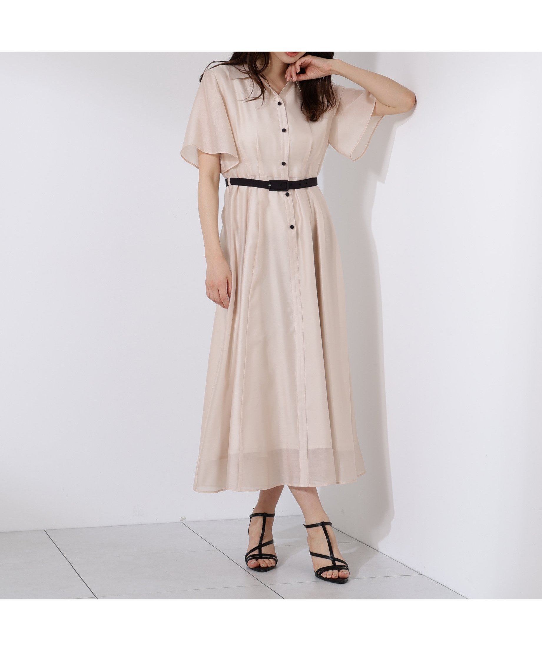 【プロポーション ボディドレッシング/PROPORTION BODY DRESSING】の配色シャツワンピース インテリア・キッズ・メンズ・レディースファッション・服の通販 founy(ファニー) 　ファッション　Fashion　レディースファッション　Fashion for Women　ワンピース　Dresses　シャツワンピース / 1枚で着映えコーデ　Shirt Dresses　シアー　Sheer, See-Through　ドット　Polka Dot, Dot Pattern　夏　Summer　無地　Plain, Solid Color　ベージュ|ID: prp329100004820462 ipo3291000000035028830