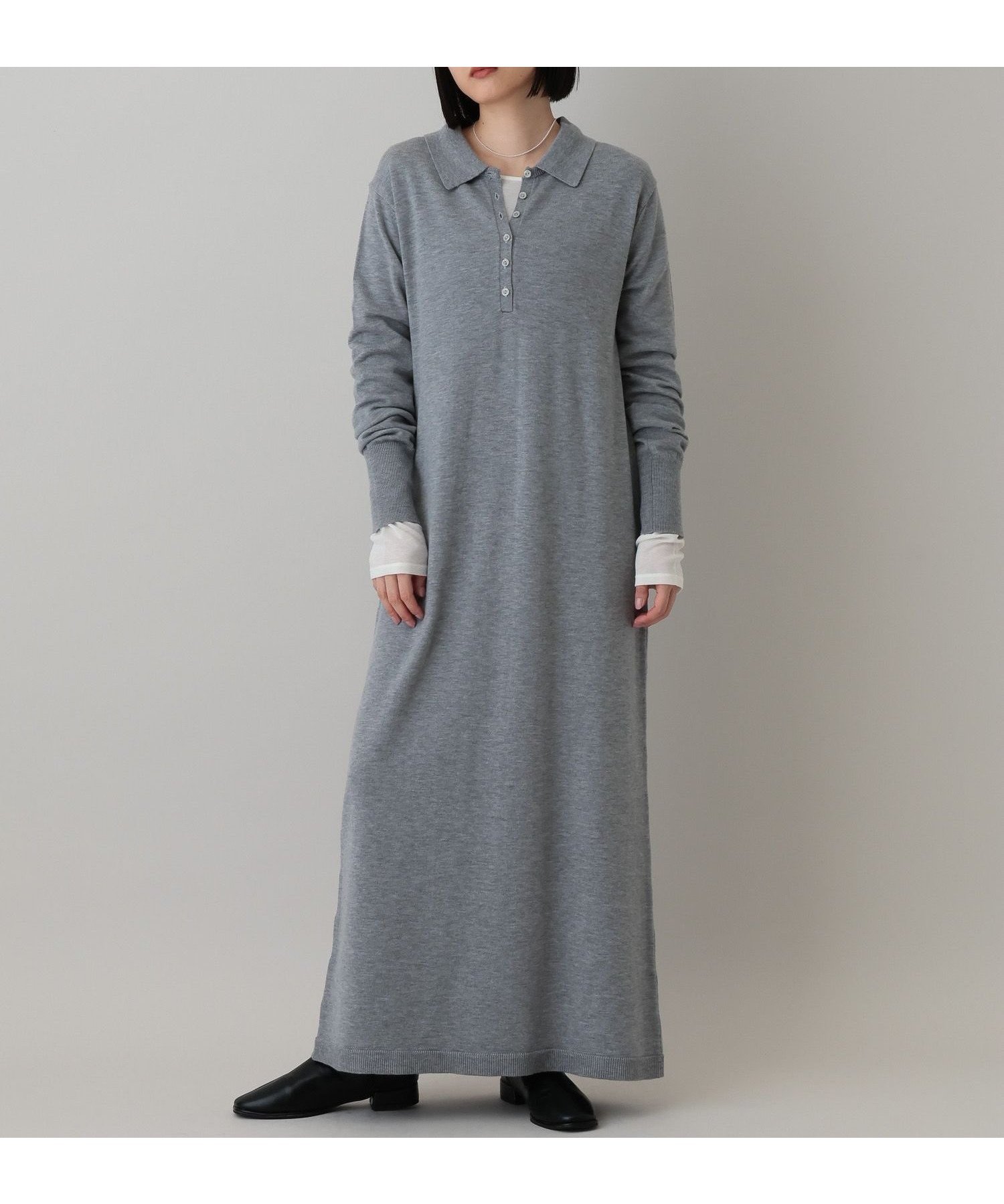 【アパートバイローリーズ/apart by lowrys】のポロニットワンピース インテリア・キッズ・メンズ・レディースファッション・服の通販 founy(ファニー) ファッション Fashion レディースファッション Fashion for Women ワンピース Dresses ニットワンピース Knit Dresses シンプル Simple, Minimal スニーカー Sneakers, Trainers フロント Front, Front Design 冬 Winter / This Winter ライトグレー12|ID: prp329100004820520 ipo3291000000035029421