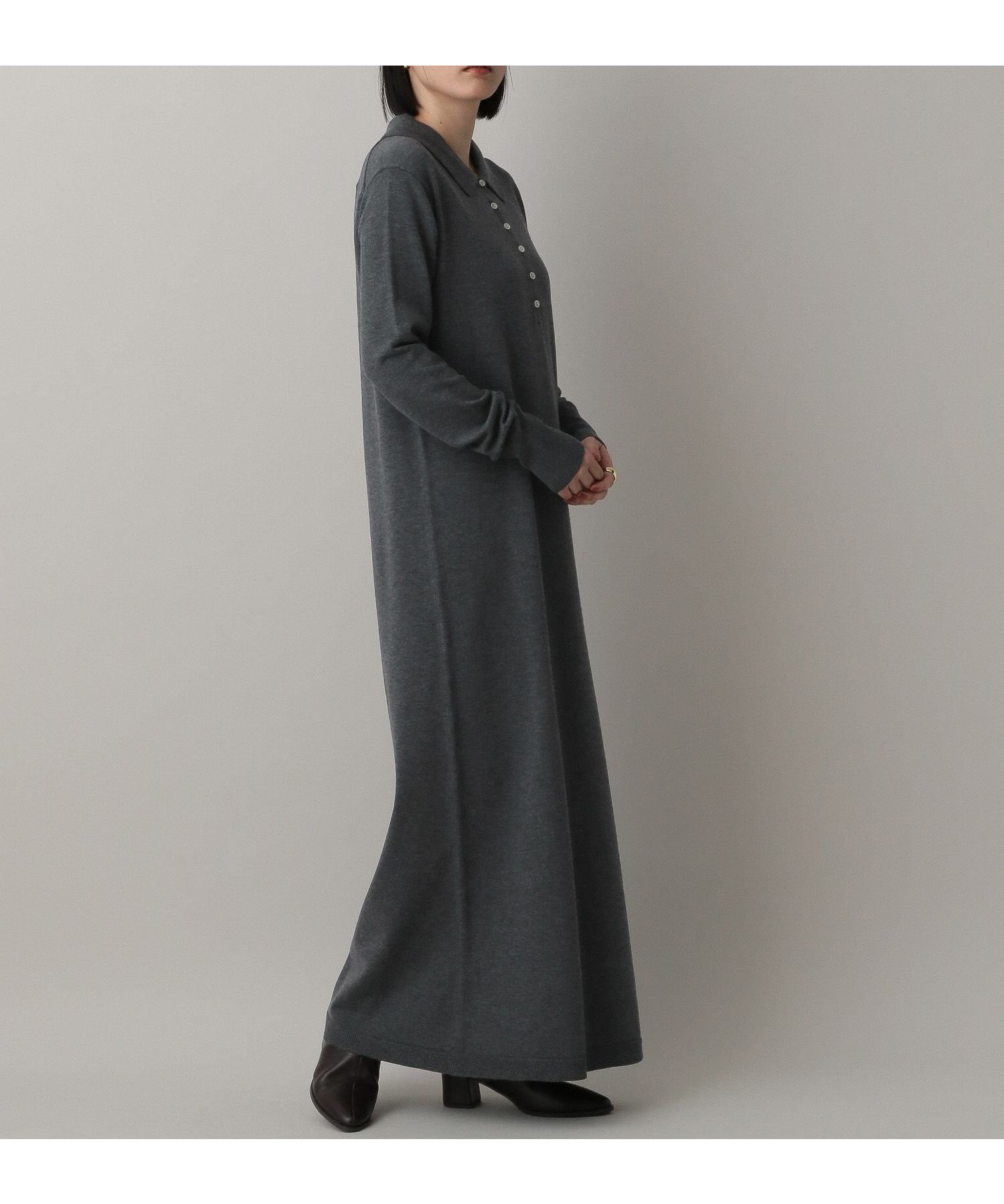 【アパートバイローリーズ/apart by lowrys】のポロニットワンピース インテリア・キッズ・メンズ・レディースファッション・服の通販 founy(ファニー) ファッション Fashion レディースファッション Fashion for Women ワンピース Dresses ニットワンピース Knit Dresses シンプル Simple, Minimal スニーカー Sneakers, Trainers フロント Front, Front Design 冬 Winter / This Winter グレー18|ID: prp329100004820520 ipo3291000000035029422