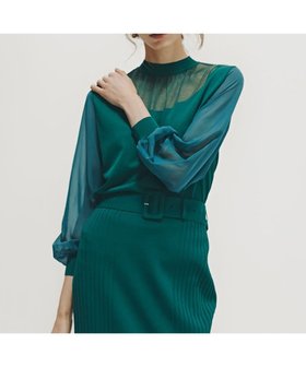 【ピンキーアンドダイアン/Pinky&Dianne】のギャザーネックシフォンコンビニット 人気、トレンドファッション・服の通販 founy(ファニー) ファッション Fashion レディースファッション Fashion for Women トップス・カットソー Cut & Sew Tops ニット Knit Tops & Sweaters エレガント 上品 Elegant ギャザー Gathered, Ruffled シアー Sheer, See-Through シフォン Chiffon, Lightweight Fabric ストレッチ Stretch, Stretchy Fabric スリム Slim, Slim Fit |ID:prp329100004820529