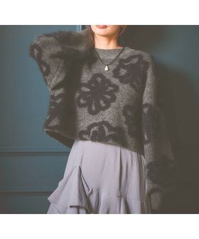 【ミスティ ウーマン/mysty woman】のフェザーフラワージャガードニットプルオーバー 人気、トレンドファッション・服の通販 founy(ファニー) ファッション Fashion レディースファッション Fashion for Women トップス・カットソー Cut & Sew Tops ニット Knit Tops & Sweaters カジュアルプルオーバー・ニットトップス Pullovers & Knit Tops / Casual Pullovers ダウン Down, Puffer デニム Denim, Jeans Material フェザー Feather, Feather Detail フェミニン Feminine, Girly |ID:prp329100004820546