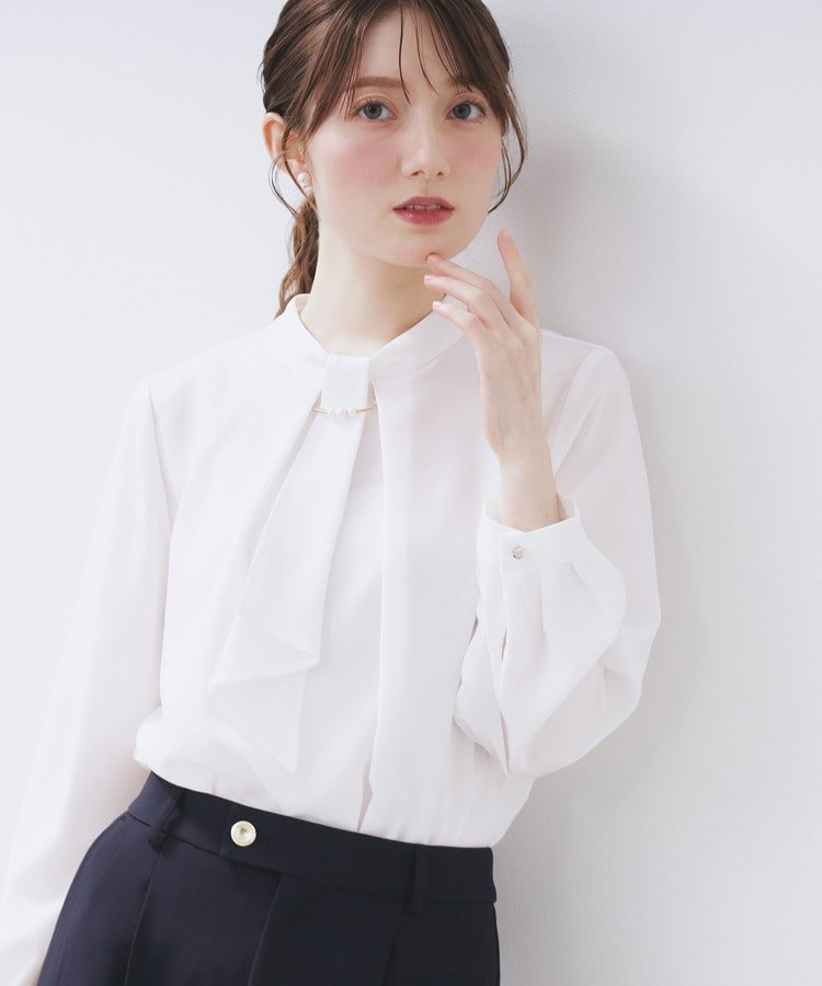 【インデックス/INDEX】のボウタイタックブラウス【洗濯機OK/防シワ】《XS~3L》 人気、トレンドファッション・服の通販 founy(ファニー) ファッション Fashion レディースファッション Fashion for Women トップス・カットソー Cut & Sew Tops シャツ・ブラウス・オフィスカジュアル Elegant Blouses & Button-Ups アクセサリー Fashion Accessories インナー Innerwear 洗える Machine Washable クラシカル Classical, Vintage-Inspired シンプル Simple, Minimal ジャケット Jacket, Outerwear ジョーゼット Georgette, Semi-Sheer Fabric スタンド Stand Collar, Upright Stand スマート Smart, Elegant パール Pearl, Pearl Accent フロント Front, Front Design おすすめ Recommended / Our Picks エレガント 上品 Elegant セレモニー Ceremony other-1|ID: prp329100004820549 ipo3291000000035029787