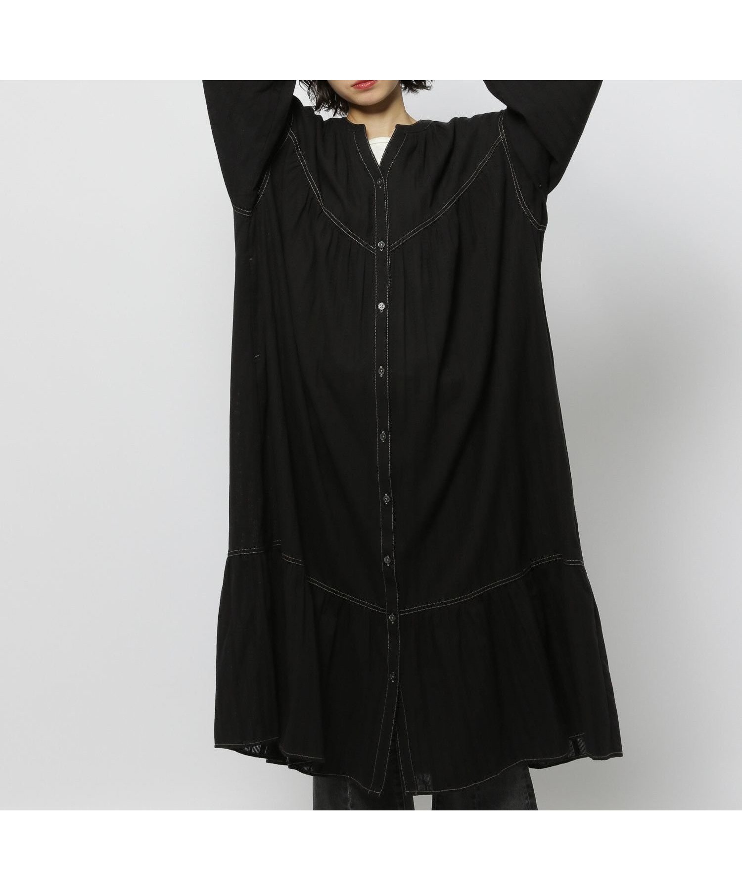 【ニコアンド/niko and】のカラミストライプワンピース インテリア・キッズ・メンズ・レディースファッション・服の通販 founy(ファニー) 　ファッション　Fashion　レディースファッション　Fashion for Women　ワンピース　Dresses　おすすめ　Recommended / Our Picks　ガーリー　Girly, Feminine Style　ストライプ　Stripe, Striped Pattern　ワイド　Wide, Wide Fit　エレガント 上品　Elegant　ブラック|ID: prp329100004820554 ipo3291000000035029844