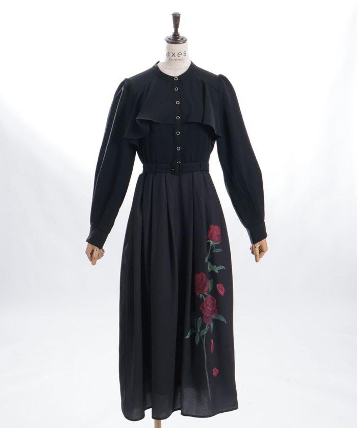 【アクシーズファム/axes femme】のローズプリントワンピース インテリア・キッズ・メンズ・レディースファッション・服の通販 founy(ファニー) ファッション Fashion レディースファッション Fashion for Women ワンピース Dresses ドッキング Docking, Mixed Material プリント Print, Printed Pattern 黒|ID: prp329100004820571 ipo3291000000035030059