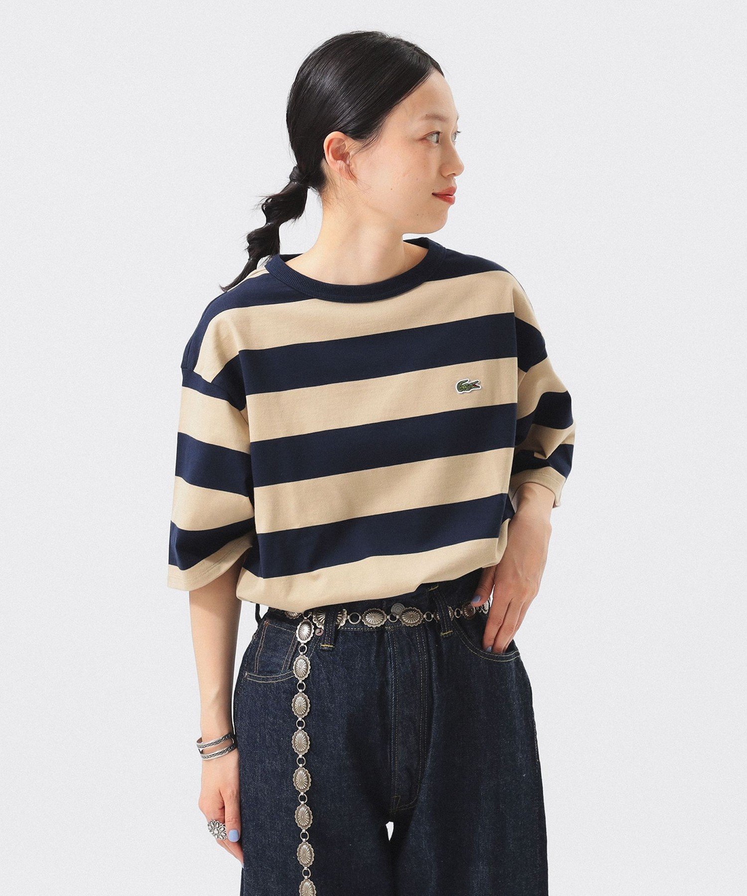 【ビームス ウイメン/BEAMS】の【WEB限定】【別注】LACOSTE / ボーダー ショートスリーブ Tシャツ 人気、トレンドファッション・服の通販 founy(ファニー) 　ファッション　Fashion　レディースファッション　Fashion for Women　トップス・カットソー　Cut & Sew Tops　シャツ・ブラウス・オフィスカジュアル　Elegant Blouses & Button-Ups　ロングTシャツ・Tシャツ　Longline T-Shirts & Tees　ショート　Short, Short Length　スポーツ　Sports, Activewear　スラックス　Slacks, Dress Pants　スリーブ　Sleeve, Long Sleeve / Short Sleeve　デニム　Denim, Jeans Material　トレンド　Trend, Trending Now　定番　Standard, Basic Item　人気　Popular, Best Seller　フランス　France, French　フレア　Flare, Flared　ボーダー　Border, Stripe　ポロシャツ　Polo Shirt, Collared Tee　別注　Limited Edition, Custom Order　半袖　Short Sleeve, Half Sleeve　モダン　Modern, Contemporary　リラックス　Relax, Relaxed Fit　ルーズ　Loose, Oversized　A/W・秋冬　Autumn/Winter　 other-1|ID: prp329100004820573 ipo3291000000035030091