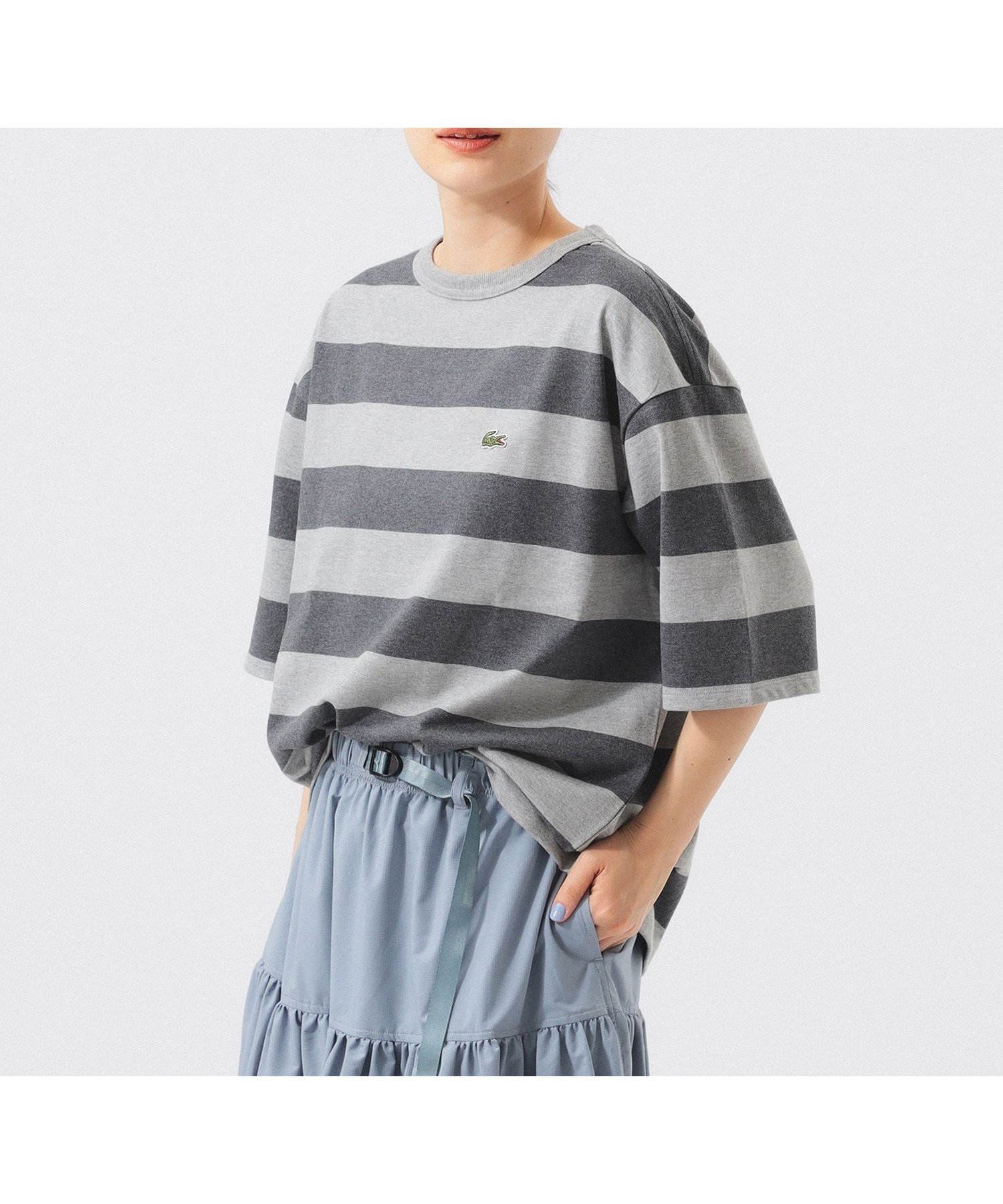 【ビームス ウイメン/BEAMS】の【WEB限定】【別注】LACOSTE / ボーダー ショートスリーブ Tシャツ インテリア・キッズ・メンズ・レディースファッション・服の通販 founy(ファニー) 　ファッション　Fashion　レディースファッション　Fashion for Women　トップス・カットソー　Cut & Sew Tops　シャツ・ブラウス・オフィスカジュアル　Elegant Blouses & Button-Ups　ロングTシャツ・Tシャツ　Longline T-Shirts & Tees　ショート　Short, Short Length　スポーツ　Sports, Activewear　スラックス　Slacks, Dress Pants　スリーブ　Sleeve, Long Sleeve / Short Sleeve　デニム　Denim, Jeans Material　トレンド　Trend, Trending Now　定番　Standard, Basic Item　人気　Popular, Best Seller　フランス　France, French　フレア　Flare, Flared　ボーダー　Border, Stripe　ポロシャツ　Polo Shirt, Collared Tee　別注　Limited Edition, Custom Order　半袖　Short Sleeve, Half Sleeve　モダン　Modern, Contemporary　リラックス　Relax, Relaxed Fit　ルーズ　Loose, Oversized　A/W・秋冬　Autumn/Winter　GREY|ID: prp329100004820573 ipo3291000000035030095