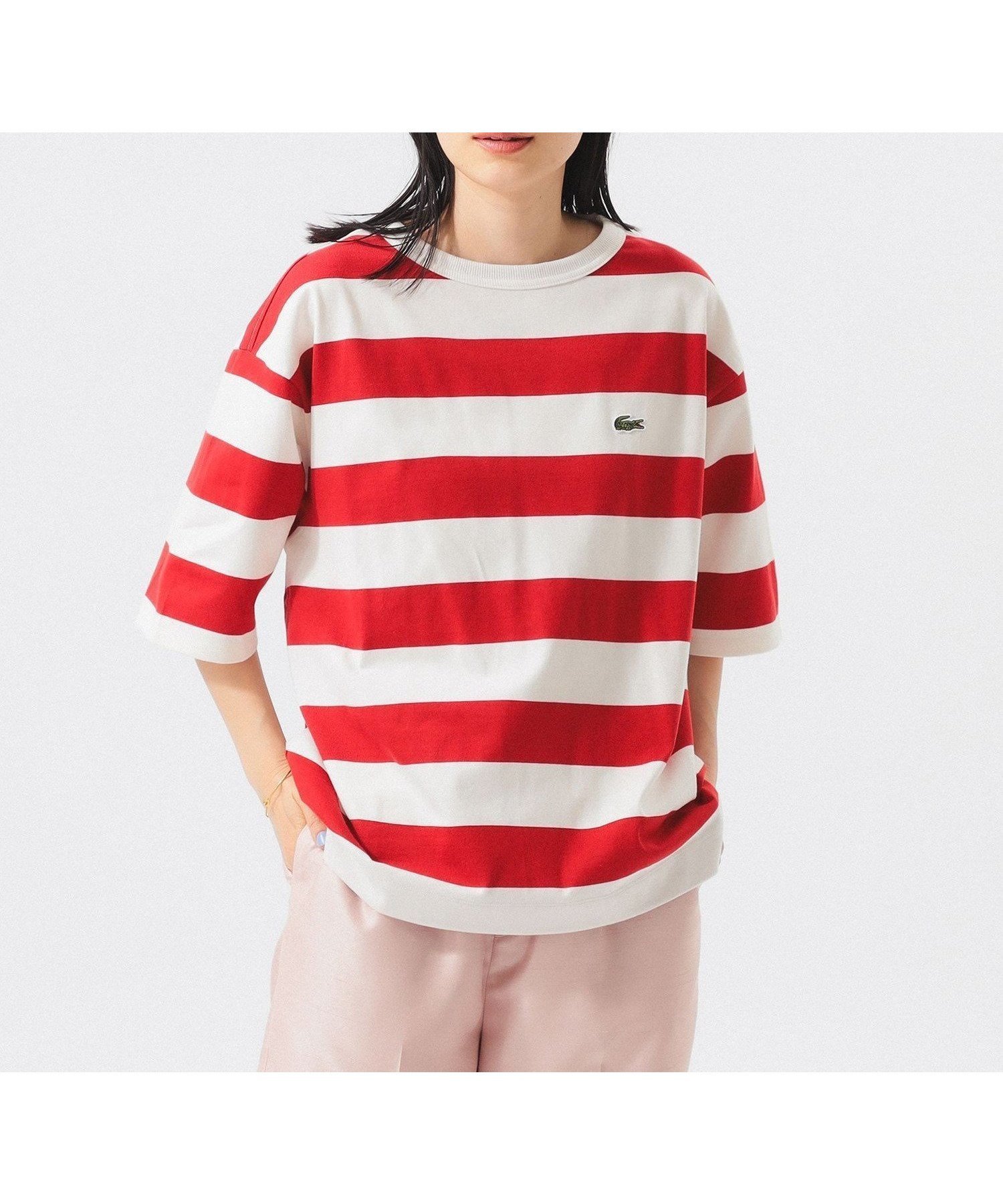 【ビームス ウイメン/BEAMS】の【WEB限定】【別注】LACOSTE / ボーダー ショートスリーブ Tシャツ インテリア・キッズ・メンズ・レディースファッション・服の通販 founy(ファニー) 　ファッション　Fashion　レディースファッション　Fashion for Women　トップス・カットソー　Cut & Sew Tops　シャツ・ブラウス・オフィスカジュアル　Elegant Blouses & Button-Ups　ロングTシャツ・Tシャツ　Longline T-Shirts & Tees　ショート　Short, Short Length　スポーツ　Sports, Activewear　スラックス　Slacks, Dress Pants　スリーブ　Sleeve, Long Sleeve / Short Sleeve　デニム　Denim, Jeans Material　トレンド　Trend, Trending Now　定番　Standard, Basic Item　人気　Popular, Best Seller　フランス　France, French　フレア　Flare, Flared　ボーダー　Border, Stripe　ポロシャツ　Polo Shirt, Collared Tee　別注　Limited Edition, Custom Order　半袖　Short Sleeve, Half Sleeve　モダン　Modern, Contemporary　リラックス　Relax, Relaxed Fit　ルーズ　Loose, Oversized　A/W・秋冬　Autumn/Winter　RED|ID: prp329100004820573 ipo3291000000035030097