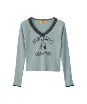 【ヒステリックグラマー/HYSTERIC GLAMOUR】のHYSTERIC ANGEL ショート丈Tシャツ 人気、トレンドファッション・服の通販 founy(ファニー) ファッション Fashion レディースファッション Fashion for Women トップス・カットソー Cut & Sew Tops シャツ・ブラウス・オフィスカジュアル Elegant Blouses & Button-Ups ロングTシャツ・Tシャツ Longline T-Shirts & Tees ガーリー Girly, Feminine Style グラフィック Graphic, Graphic Design ショート Short, Short Length スリーブ Sleeve, Long Sleeve / Short Sleeve フロント Front, Front Design レース Lace, Lace Fabric 長袖 Long Sleeve, Full Sleeve |ID:prp329100004820590