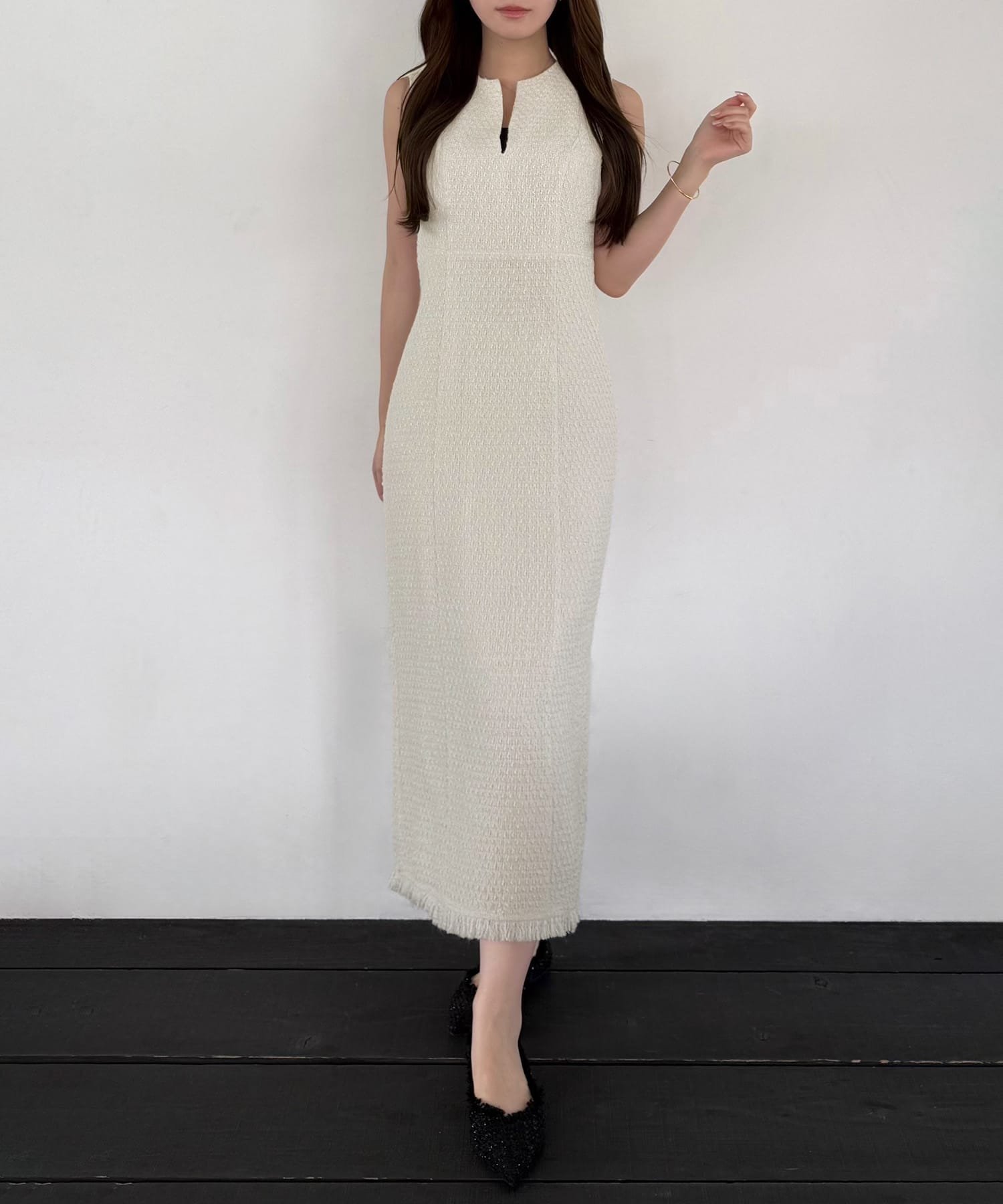 【ジュノア/JUNOAH】のツイードIラインジャンパースカート インテリア・キッズ・メンズ・レディースファッション・服の通販 founy(ファニー) 　ファッション　Fashion　レディースファッション　Fashion for Women　スカート　Skirts　ツイード　Twill, Twill Weave　ホワイト|ID: prp329100004820591 ipo3291000000035030302