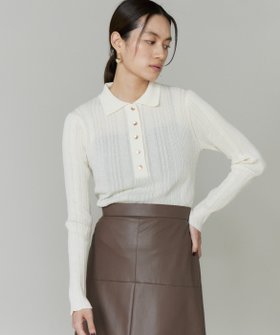 【イネド/INED】のシアーポロニットプルオーバー《YVON》 人気、トレンドファッション・服の通販 founy(ファニー) ファッション Fashion レディースファッション Fashion for Women トップス・カットソー Cut & Sew Tops ニット Knit Tops & Sweaters カジュアルプルオーバー・ニットトップス Pullovers & Knit Tops / Casual Pullovers シアー Sheer, See-Through スマート Smart, Elegant 長袖 Long Sleeve, Full Sleeve フィット Fit, Slim Fit ランダム Random, Irregular 夏 Summer エレガント 上品 Elegant |ID:prp329100004820595