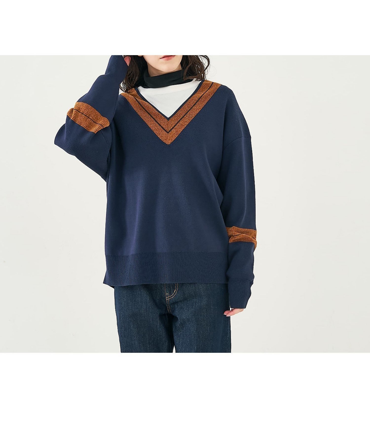 【コレックス/collex】の配色ラインVネックニットプルオーバー 人気、トレンドファッション・服の通販 founy(ファニー) ファッション Fashion レディースファッション Fashion for Women トップス・カットソー Cut & Sew Tops ニット Knit Tops & Sweaters カジュアルプルオーバー・ニットトップス Pullovers & Knit Tops / Casual Pullovers Vネックトップス V-Neck Tops / V-Cut Neckline Shirts インナー Innerwear タートル Turtleneck, Turtle Collar ベーシック Basic, Essential other-1|ID: prp329100004820602 ipo3291000000035030386