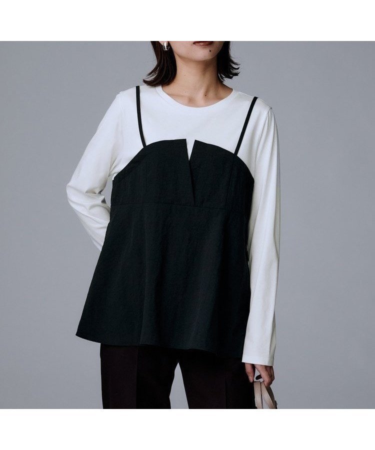 【アンタイトル/UNTITLED】の【洗える/ゆったりシルエット】ビスチェドッキング プルオーバー インテリア・キッズ・メンズ・レディースファッション・服の通販 founy(ファニー) 　ファッション　Fashion　レディースファッション　Fashion for Women　トップス・カットソー　Cut & Sew Tops　カジュアルプルオーバー・ニットトップス　Pullovers & Knit Tops / Casual Pullovers　ビスチェ　Bustiers & Corset Tops / Layered Bustier Style　おすすめ　Recommended / Our Picks　アシンメトリー　Asymmetrical Style　シャーリング　Shirring, Ruched　スマート　Smart, Elegant　タフタ　Taffeta, Structured Fabric　デニム　Denim, Jeans Material　ドッキング　Docking, Mixed Material　バランス　Balance, Style Balance　ビスチェ　Bustier, Corset Top　フロント　Front, Front Design　ペプラム　Peplum, Flared Hem　ワイド　Wide, Wide Fit　洗える　Machine Washable　軽量　Lightweight, Ultra Light　ブラック|ID: prp329100004820669 ipo3291000000035031005