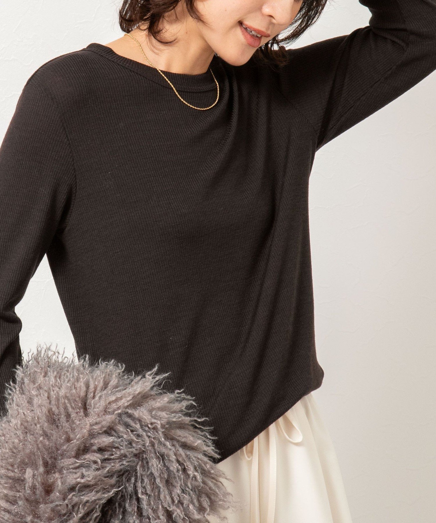 【ノーリーズ/NOLLEY'S】のMY STANDARD ウォッシャブルリブクルーネックロンT インテリア・キッズ・メンズ・レディースファッション・服の通販 founy(ファニー) 　ファッション　Fashion　レディースファッション　Fashion for Women　トップス・カットソー　Cut & Sew Tops　ロングTシャツ・Tシャツ　Longline T-Shirts & Tees　秋　Autumn　スリット　Slit, Slit Detail　おすすめ　Recommended / Our Picks　2024年　2024　2024-2025秋冬・A/W　Autumn/Winter 2024–25 AW24–25　2025年　2025　2025-2026秋冬・A/W　Autumn/Winter 2025–26 AW25–26　ダークブラウン|ID: prp329100004820743 ipo3291000000035032210