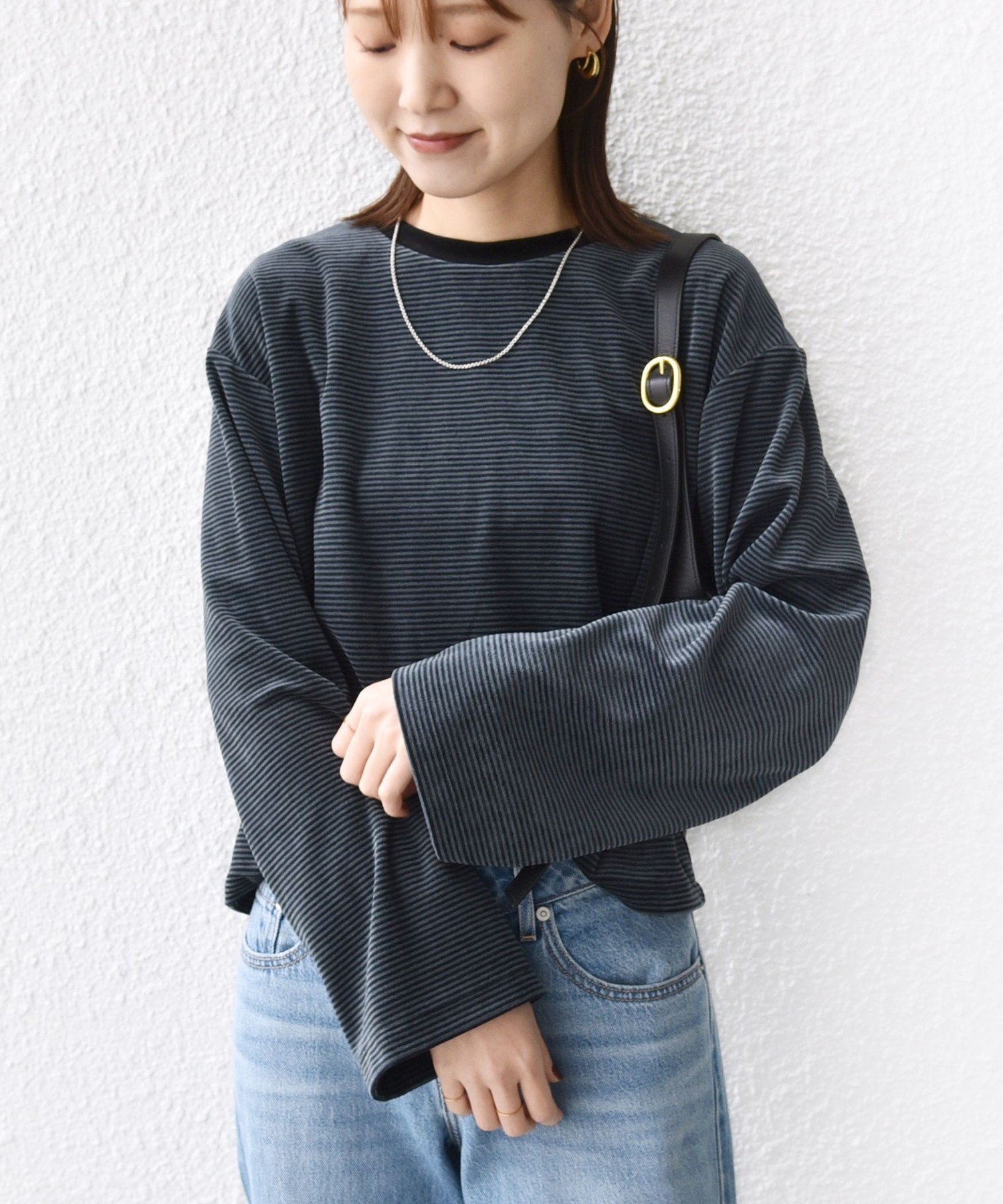 【シップス フォー ウィメン/SHIPS】の手洗い可能 コットン ポリエステル ベロア ワイド スリーブ ボーダー インテリア・キッズ・メンズ・レディースファッション・服の通販 founy(ファニー) 　ファッション　Fashion　レディースファッション　Fashion for Women　トップス・カットソー　Cut & Sew Tops　ベロアトップス　Velour Tops / Velvet-Look Items　カットソー　Cut and Sewn Top　スリーブ　Sleeve, Long Sleeve / Short Sleeve　デニム　Denim, Jeans Material　ベロア　Velour, Soft Velvet　ボトム　Bottoms, Lower Wear　ボーダー　Border, Stripe　ワイド　Wide, Wide Fit　A/W・秋冬　Autumn/Winter　2025年　2025　2025-2026秋冬・A/W　Autumn/Winter 2025–26 AW25–26　ネイビー|ID: prp329100004820749 ipo3291000000035032249