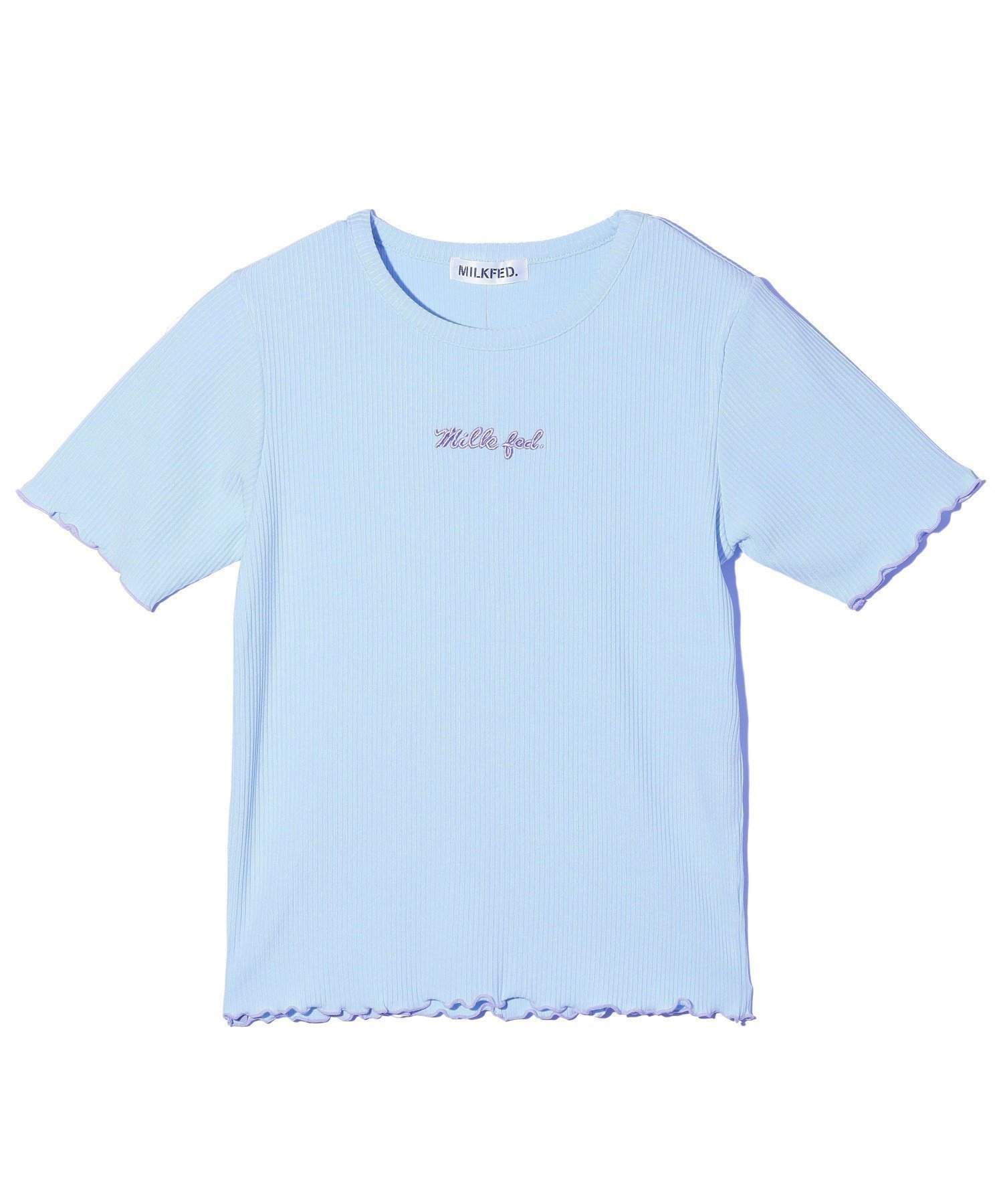 【ミルクフェド/MILKFED.】のMILKFED./LETTUCE EDGE SS TOP インテリア・キッズ・メンズ・レディースファッション・服の通販 founy(ファニー) 　ファッション　Fashion　レディースファッション　Fashion for Women　ワンピース　Dresses　おすすめ　Recommended / Our Picks　インナー　Innerwear　コンパクト　Compact, Small Size　テレコ　Ribbed, Rib Stitch　デニム　Denim, Jeans Material　フィット　Fit, Slim Fit　ワンポイント　One Point, Statement Accent　人気　Popular, Best Seller　半袖　Short Sleeve, Half Sleeve　春　Spring　LtBLUE|ID: prp329100004820754 ipo3291000000035032330