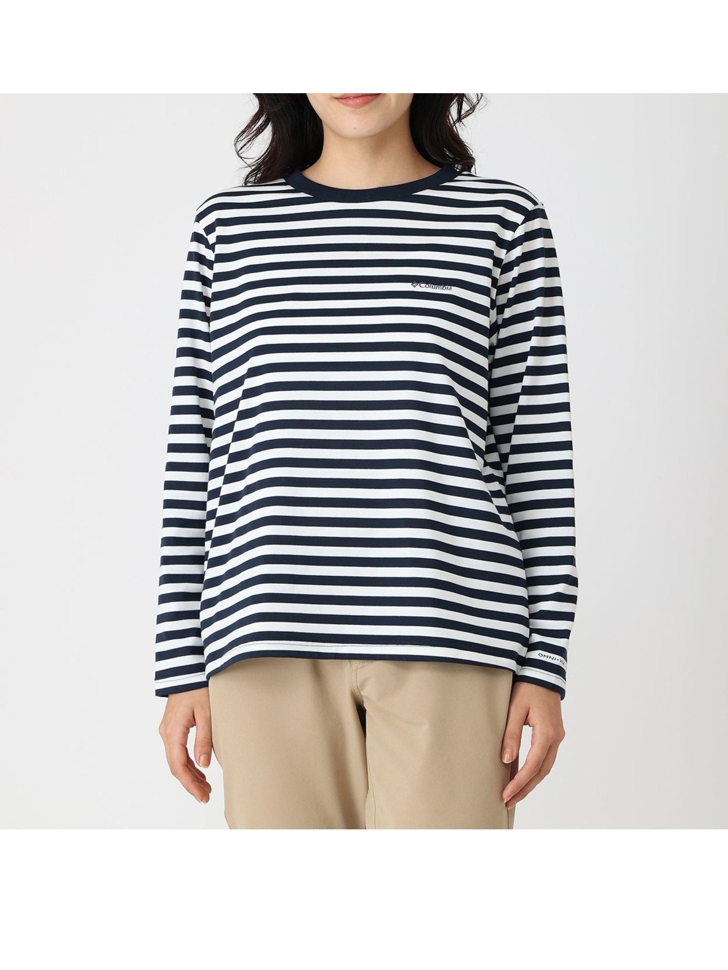 【コロンビア/Columbia】のColumbia/ ウィメンズクレストトゥーフォレストロングスリーブクルー /コロンビア インテリア・キッズ・メンズ・レディースファッション・服の通販 founy(ファニー) 　ファッション　Fashion　レディースファッション　Fashion for Women　アウトドア　Outdoor Clothing　スリーブ　Sleeve, Long Sleeve / Short Sleeve　フィット　Fit, Slim Fit　ボーダー　Border, Stripe　ロング　Long, Long-Length　ネイビー×ホワイト[007026]|ID: prp329100004820763 ipo3291000000035032427