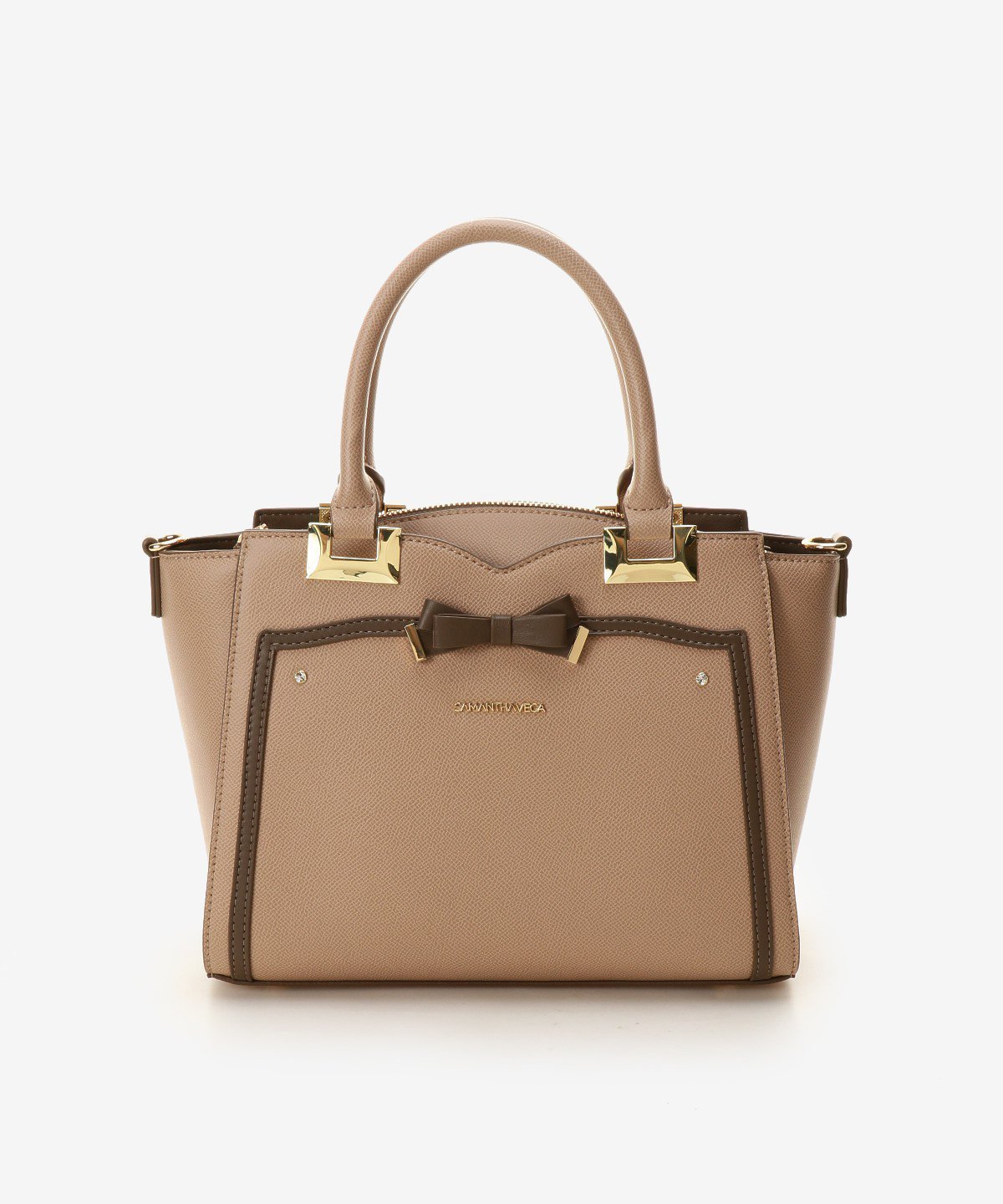 【サマンサ ベガ/SamanthaVega】のソリッドリボントートバッグ インテリア・キッズ・メンズ・レディースファッション・服の通販 founy(ファニー) 　ファッション　Fashion　レディースファッション　Fashion for Women　バッグ　Bags　ショルダー　Shoulder, Shoulder Strap　スマホ　Smartphone, Mobile Device　ポケット　Pocket, Pocket Detail　リボン　Ribbon, Bow　日傘　Parasol, UV Umbrella　財布　Wallet, Purse　ベージュ|ID: prp329100004820770 ipo3291000000035032537