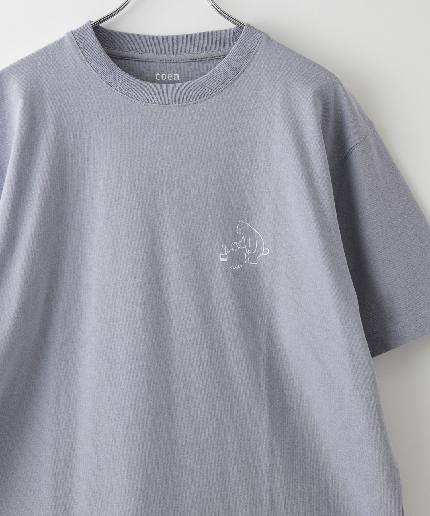 【コーエン/COEN】のRYO KANEYASU * コーエン ベアプリントTシャツ インテリア・キッズ・メンズ・レディースファッション・服の通販 founy(ファニー) 　ファッション　Fashion　レディースファッション　Fashion for Women　トップス・カットソー　Cut & Sew Tops　シャツ・ブラウス・オフィスカジュアル　Elegant Blouses & Button-Ups　ロングTシャツ・Tシャツ　Longline T-Shirts & Tees　イラスト　Illustration　春　Spring　シンプル　Simple, Minimal　トレンド　Trend, Trending Now　人気　Popular, Best Seller　プリント　Print, Printed Pattern　メンズ　Men's, Menswear　リラックス　Relax, Relaxed Fit　S/S・春夏　SS, Spring/Summer, Warm Season　おすすめ　Recommended / Our Picks　夏　Summer　LT.BLUE|ID: prp329100004820798 ipo3291000000035032941