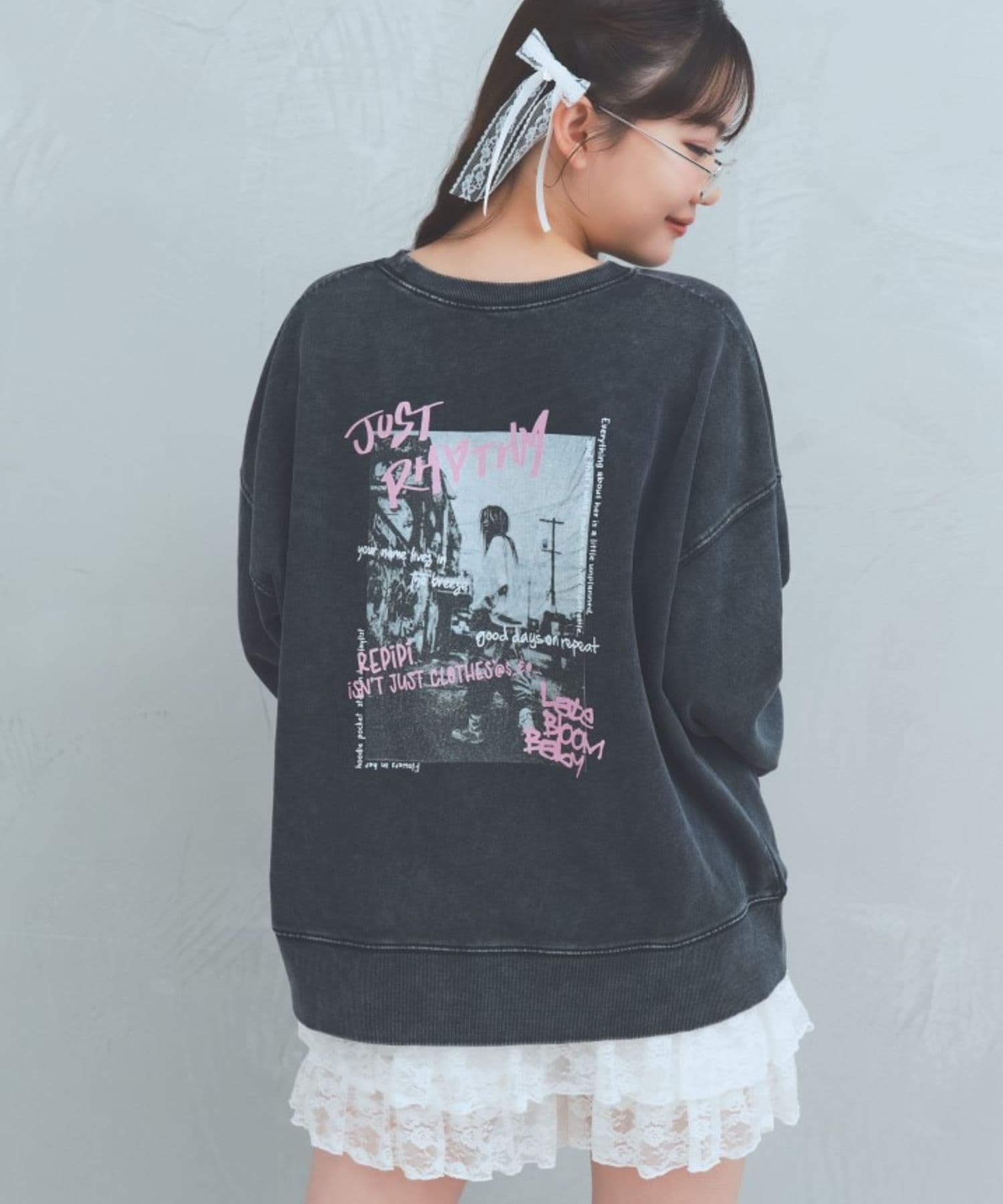 【レピピアルマリオ/repipi armario / KIDS】の【7デザイン】AcidWashルーズスウェット 人気、トレンドファッション・服の通販 founy(ファニー) 　ファッション　Fashion　キッズファッション　Fashion for Kids　おすすめ　Recommended / Our Picks　コーデュロイ　Corduroy, Cord Fabric　スウェット / スエット　Sweatshirt, Sweatwear　スニーカー　Sneakers, Trainers　デニム　Denim, Jeans Material　フリル　Frill, Ruffle　フロント　Front, Front Design　ボトム　Bottoms, Lower Wear　ルーズ　Loose, Oversized　ロング　Long, Long-Length　ヴィンテージ　Vintage Style　A/W・秋冬　Autumn/Winter　 other-1|ID: prp329100004820829 ipo3291000000035033212