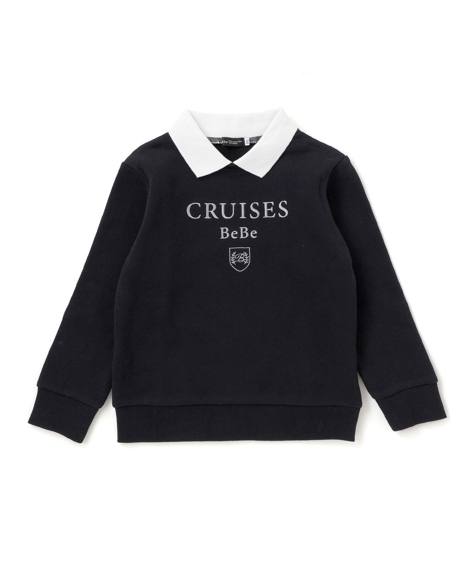 【ベベ オンライン ストア/BEBE ONLINE STORE / KIDS】のCRUISESロゴ刺しゅう襟付きトレーナー(100~150cm) インテリア・キッズ・メンズ・レディースファッション・服の通販 founy(ファニー) 　ファッション　Fashion　キッズファッション　Fashion for Kids　クラシカル　Classical, Vintage-Inspired　クール　Cool, Chic　コレクション　Collection, Seasonal Line　シンプル　Simple, Minimal　ジャケット　Jacket, Outerwear　トレーナー　Sweatshirt, Trainer　ベーシック　Basic, Essential　モノトーン　Monotone, Black and White　リボン　Ribbon, Bow　ワンポイント　One Point, Statement Accent　A/W・秋冬　Autumn/Winter　おすすめ　Recommended / Our Picks　エレガント 上品　Elegant　2025年　2025　2025-2026秋冬・A/W　Autumn/Winter 2025–26 AW25–26　ブラック|ID: prp329100004820848 ipo3291000000035033378
