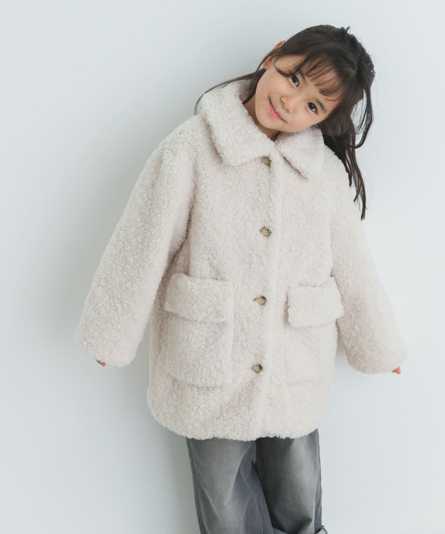 【アーバンリサーチ ドアーズ/URBAN RESEARCH DOORS / KIDS】の『WEB/一部店舗限定サイズ』ボアコート(KIDS) インテリア・キッズ・メンズ・レディースファッション・服の通販 founy(ファニー) 　ファッション　Fashion　キッズファッション　Fashion for Kids　2025年　2025　2025-2026秋冬・A/W　Autumn/Winter 2025–26 AW25–26　冬　Winter / This Winter　トレンド　Trend, Trending Now　フラップ　Flap, Flap Pocket　ポケット　Pocket, Pocket Detail　ラウンド　Round, Round Neck　A/W・秋冬　Autumn/Winter　防寒　Cold Protection, Winter-Ready　アイボリー|ID: prp329100004820852 ipo3291000000035033397