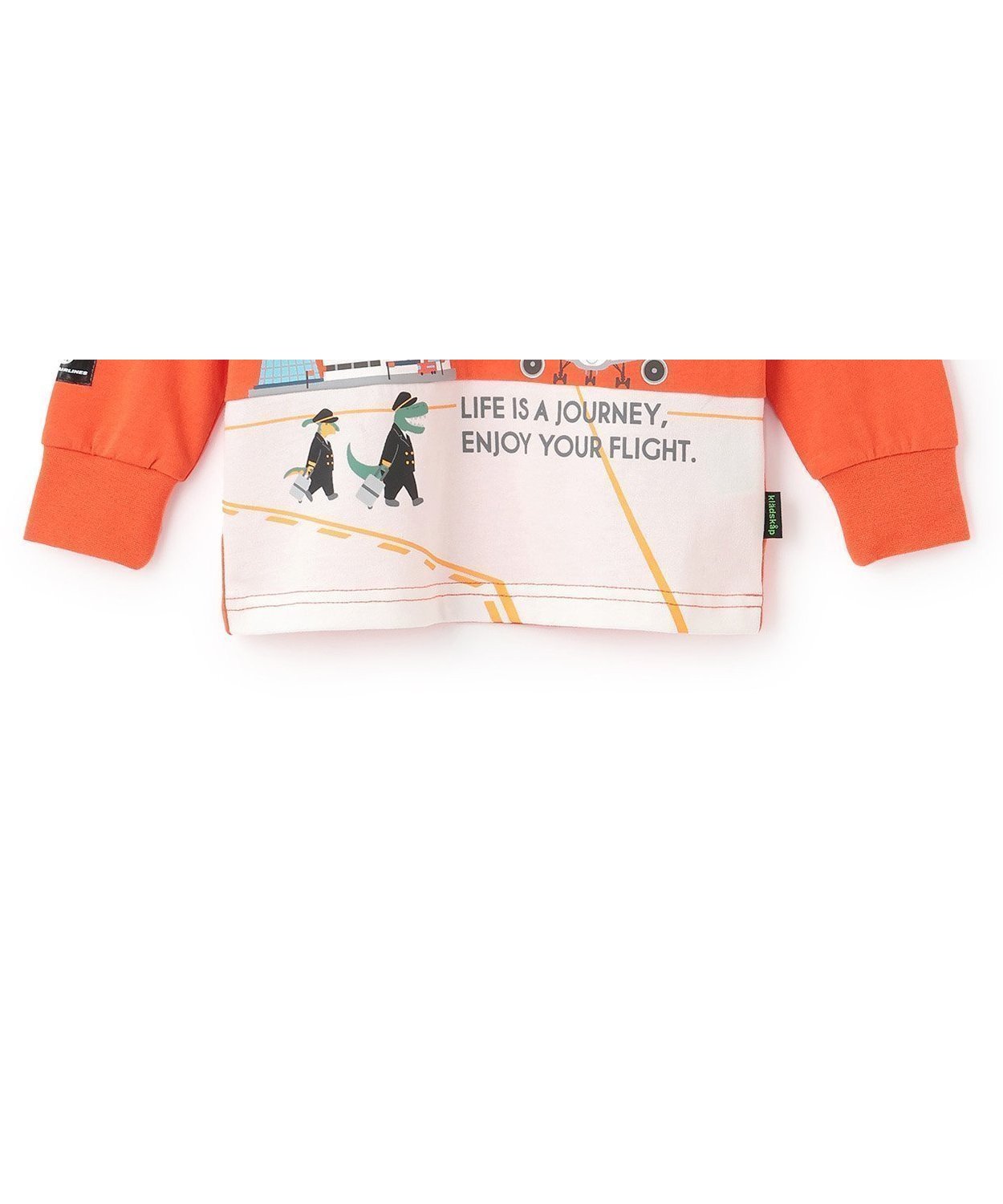 【ナルミヤ オンライン/NARUMIYA ONELINE / KIDS】の【JAL】切替長袖Tシャツ インテリア・キッズ・メンズ・レディースファッション・服の通販 founy(ファニー) 　ファッション　Fashion　キッズファッション　Fashion for Kids　イラスト　Illustration　フロント　Front, Front Design　プリント　Print, Printed Pattern　切替　Switching, Contrast Panel　長袖　Long Sleeve, Full Sleeve　オレンジ|ID: prp329100004820867 ipo3291000000035033593