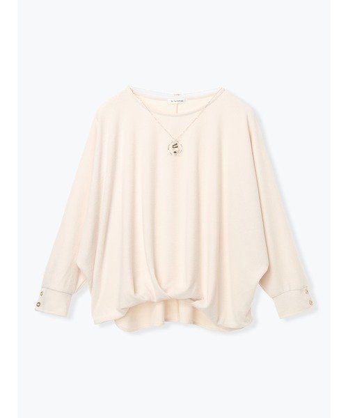 【ジェイ アンド シュプール/Re J&SUPURE】のアクセサリー付き裾タックドルマンプルオーバー インテリア・キッズ・メンズ・レディースファッション・服の通販 founy(ファニー) 　ファッション　Fashion　レディースファッション　Fashion for Women　トップス・カットソー　Cut & Sew Tops　カジュアルプルオーバー・ニットトップス　Pullovers & Knit Tops / Casual Pullovers　アクセサリー　Fashion Accessories　チェック　Check, Plaid, Tartan　ネックレス　Necklace, Pendant Necklace　フェミニン　Feminine, Girly　リラックス　Relax, Relaxed Fit　ワイド　Wide, Wide Fit　ワンポイント　One Point, Statement Accent　A/W・秋冬　Autumn/Winter　エレガント 上品　Elegant　アイボリー|ID: prp329100004820893 ipo3291000000035033873