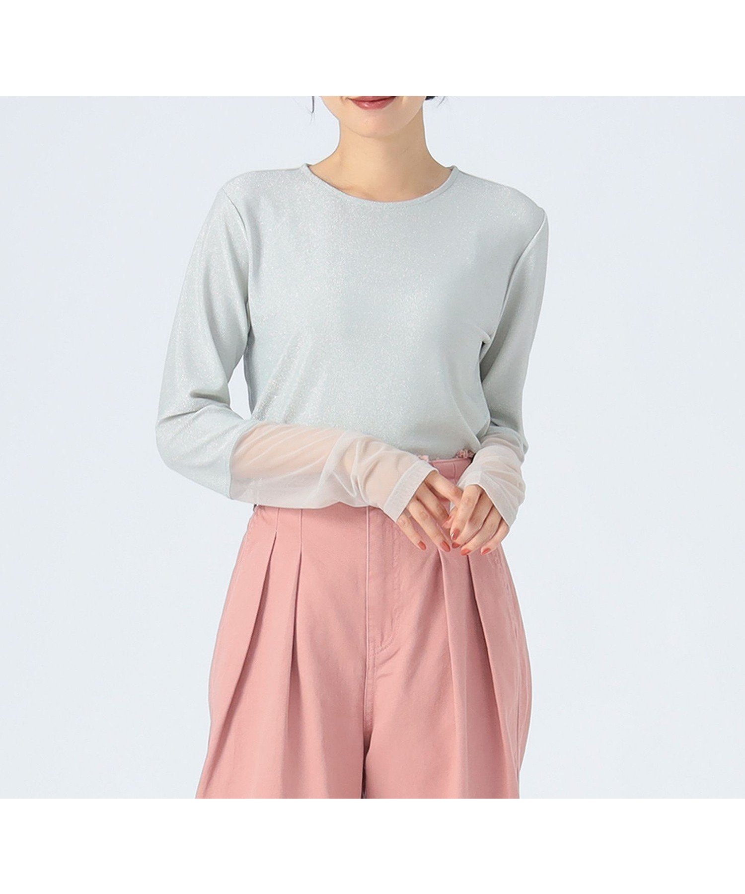 【ビームス ハート/BEAMS HEART】のチュールドッキング ラメ ロングスリーブ プルオーバー 人気、トレンドファッション・服の通販 founy(ファニー) 　ファッション　Fashion　レディースファッション　Fashion for Women　トップス・カットソー　Cut & Sew Tops　カジュアルプルオーバー・ニットトップス　Pullovers & Knit Tops / Casual Pullovers　カットソー　Cut and Sewn Top　キャミソール　Camisole, Spaghetti Strap Top　スウェット / スエット　Sweatshirt, Sweatwear　スリーブ　Sleeve, Long Sleeve / Short Sleeve　チュール　Tulip, Tulip Motif　トレンド　Trend, Trending Now　ミックス　Mix, Mixed Style　ロング　Long, Long-Length　 other-1|ID: prp329100004820992 ipo3291000000035034953