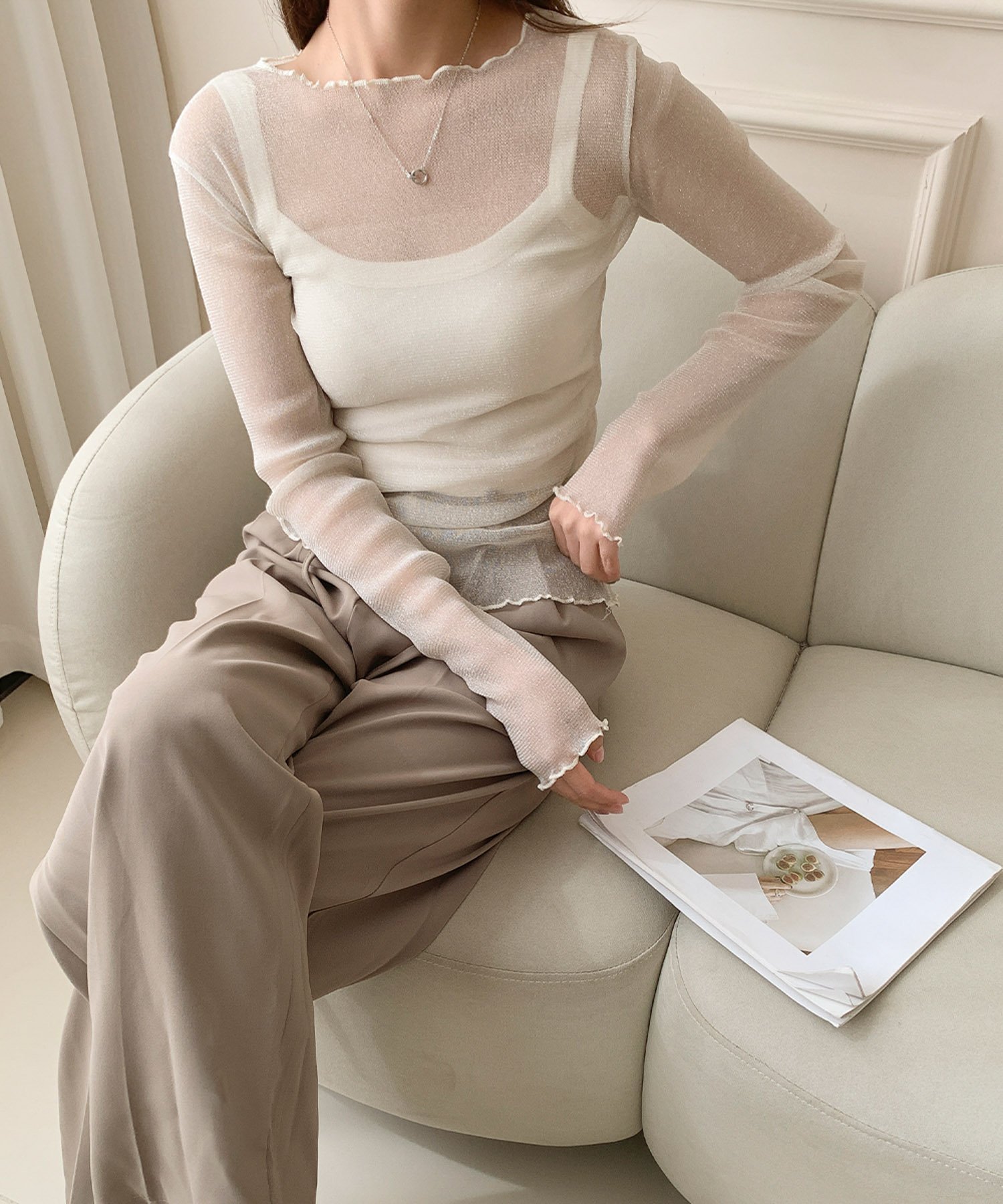 【ガール/GIRL】のメロウラメチュールシアートップス 結婚式 パーティー オケージョン お呼ばれ インテリア・キッズ・メンズ・レディースファッション・服の通販 founy(ファニー) 　ファッション　Fashion　レディースファッション　Fashion for Women　トップス・カットソー　Cut & Sew Tops　おすすめ　Recommended / Our Picks　オケージョン　Occasion Wear　チュール　Tulip, Tulip Motif　ハイネック　High Neck, Mock Neck　ロング　Long, Long-Length　二次会　After Party　披露宴　Wedding Reception　結婚式　Wedding　BE|ID: prp329100004820994 ipo3291000000035034995