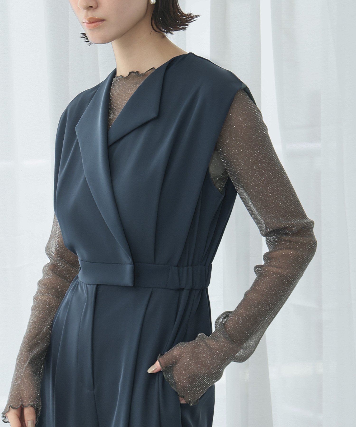 【ガール/GIRL】のメロウラメチュールシアートップス 結婚式 パーティー オケージョン お呼ばれ インテリア・キッズ・メンズ・レディースファッション・服の通販 founy(ファニー) 　ファッション　Fashion　レディースファッション　Fashion for Women　トップス・カットソー　Cut & Sew Tops　おすすめ　Recommended / Our Picks　オケージョン　Occasion Wear　チュール　Tulip, Tulip Motif　ハイネック　High Neck, Mock Neck　ロング　Long, Long-Length　二次会　After Party　披露宴　Wedding Reception　結婚式　Wedding　GRY|ID: prp329100004820994 ipo3291000000035034999