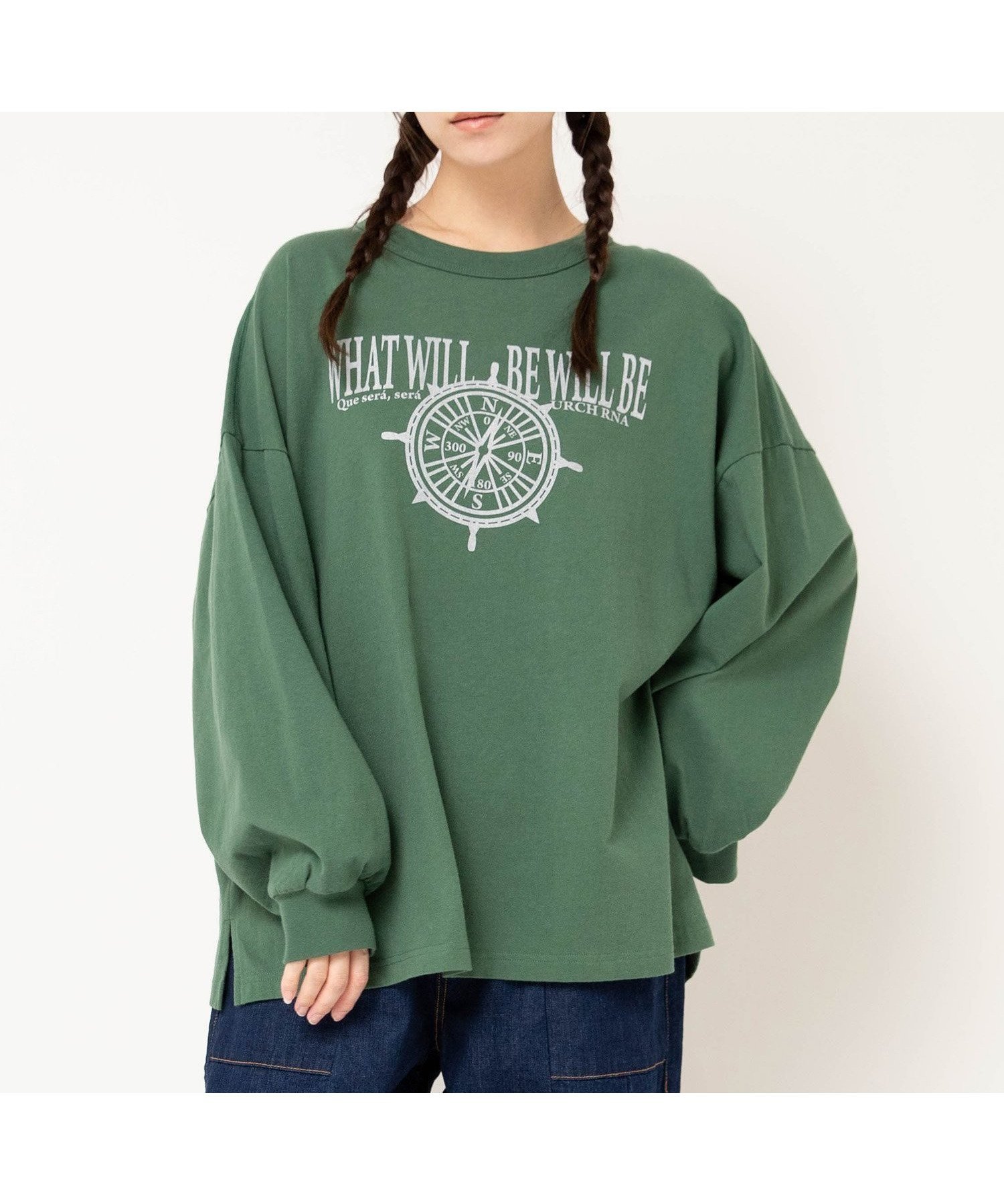 【アールエヌエーエヌ/RNA-N】のM2603 ケセラセラ プリントBIGロンT インテリア・キッズ・メンズ・レディースファッション・服の通販 founy(ファニー) 　ファッション　Fashion　レディースファッション　Fashion for Women　トップス・カットソー　Cut & Sew Tops　ロングTシャツ・Tシャツ　Longline T-Shirts & Tees　インナー　Innerwear　ヴィンテージ　Vintage Style　スリーブ　Sleeve, Long Sleeve / Short Sleeve　長袖　Long Sleeve, Full Sleeve　ビッグ　Big, Oversized　プリント　Print, Printed Pattern　ルーズ　Loose, Oversized　イングリッシュアイビー|ID: prp329100004821028 ipo3291000000035035501