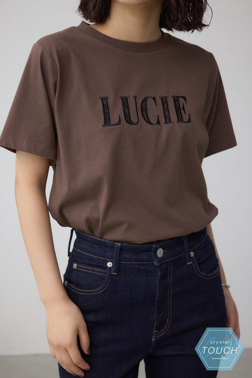 【アズール バイ マウジー/AZUL by moussy】のC/T冷感レースロゴTシャツ インテリア・キッズ・メンズ・レディースファッション・服の通販 founy(ファニー) 　ファッション　Fashion　レディースファッション　Fashion for Women　トップス・カットソー　Cut & Sew Tops　シャツ・ブラウス・オフィスカジュアル　Elegant Blouses & Button-Ups　ロングTシャツ・Tシャツ　Longline T-Shirts & Tees　インナー　Innerwear　コンパクト　Compact, Small Size　ジャケット　Jacket, Outerwear　デニム　Denim, Jeans Material　フロント　Front, Front Design　レース　Lace, Lace Fabric　BRN|ID: prp329100004821032 ipo3291000000035035532