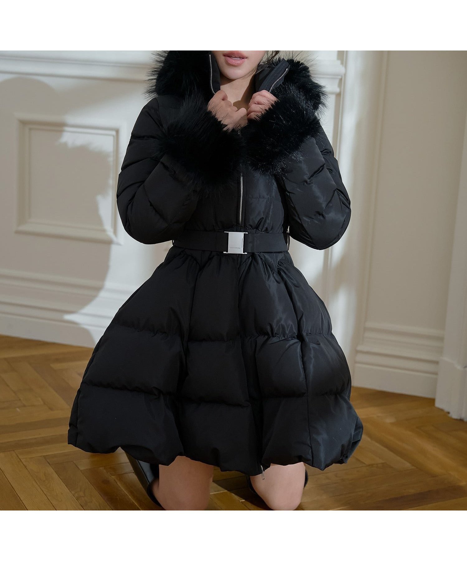 【エイミーイストワール/eimy istoire】のEIMY DOWN DRESS 2025 インテリア・キッズ・メンズ・レディースファッション・服の通販 founy(ファニー) 　ファッション　Fashion　レディースファッション　Fashion for Women　ワンピース　Dresses　フォーマル・パーティードレス・結婚式用ドレス　Elegant & Casual Dresses　エレガント 上品　Elegant　クラシカル　Classical, Vintage-Inspired　軽量　Lightweight, Ultra Light　ジップ　Zip, Zipper　スタイリッシュ　Stylish, Fashionable　ダウン　Down, Puffer　デニム　Denim, Jeans Material　ドレス　Dress, One-Piece　フェイクファー　Faux Fur, Imitation Fur　フレア　Flare, Flared　防寒　Cold Protection, Winter-Ready　冬　Winter / This Winter　再入荷　Restock / Back in Stock　おすすめ　Recommended / Our Picks　BLACK|ID: prp329100004821041 ipo3291000000035035639