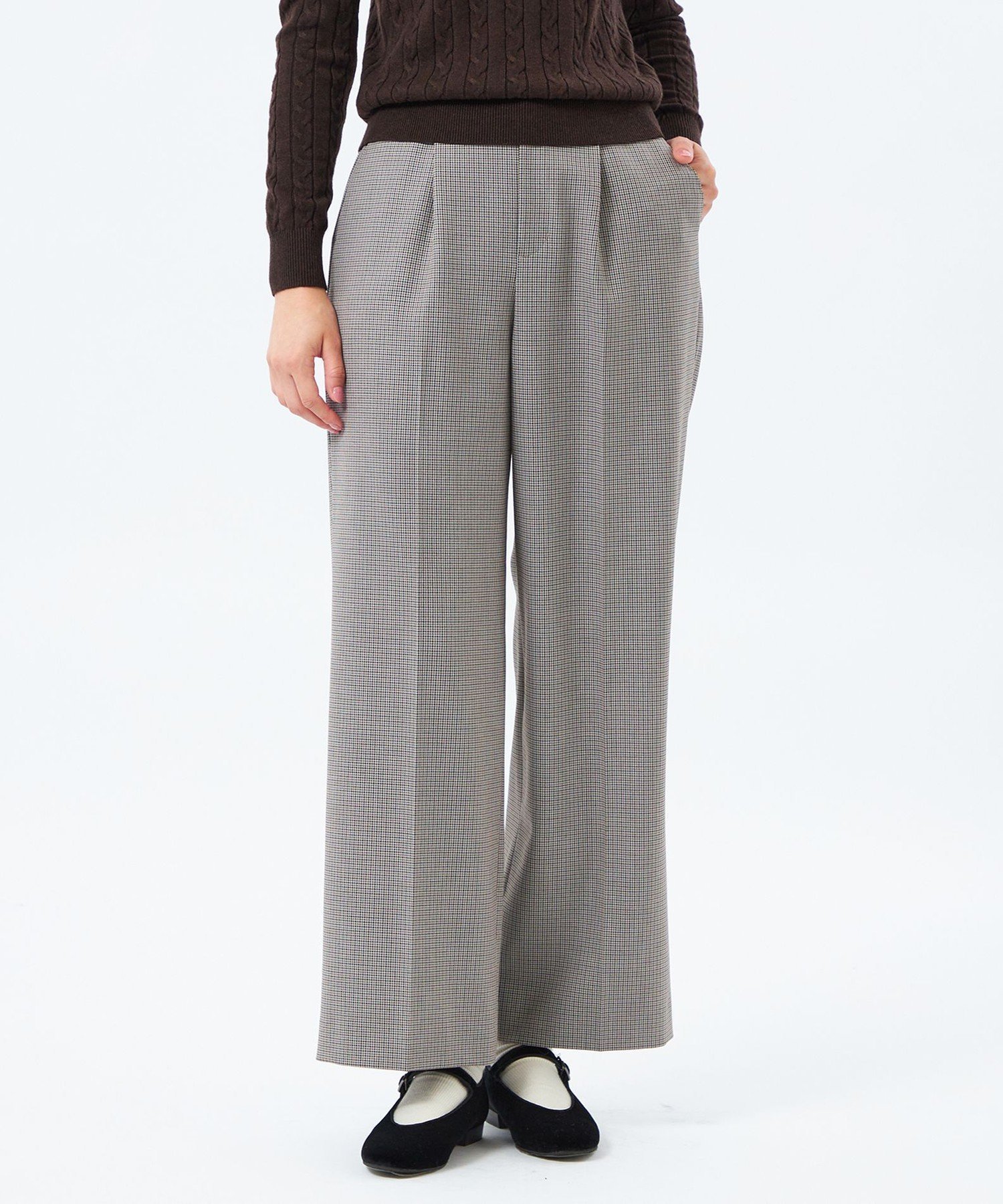 【マッキントッシュ フィロソフィー/MACKINTOSH PHILOSOPHY】のWARM TWILL ワイドパンツ インテリア・キッズ・メンズ・レディースファッション・服の通販 founy(ファニー) 　ファッション　Fashion　レディースファッション　Fashion for Women　パンツ　Pants & Trousers　おすすめ　Recommended / Our Picks　ストレート　Straight, Straight Cut　セットアップ　Set-Up, Coordinated Outfit　ビジネス 仕事 通勤　Business / Work / Commuting　フロント　Front, Front Design　ワイド　Wide, Wide Fit　冬　Winter / This Winter　定番　Standard, Basic Item　秋　Autumn　A/W・秋冬　Autumn/Winter　ベージュチェック|ID: prp329100004821042 ipo3291000000035035655