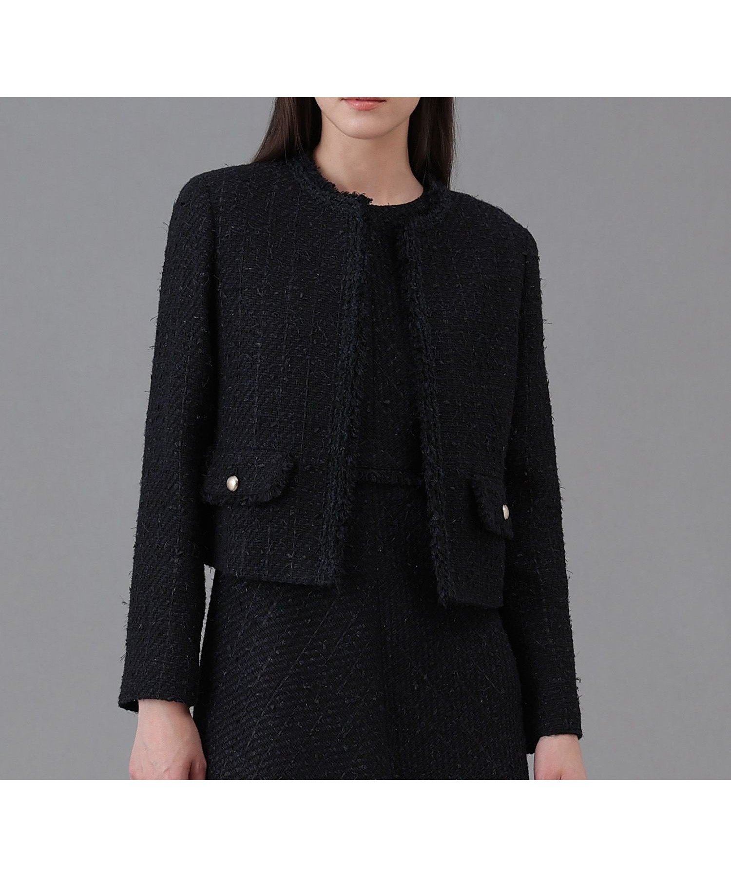 【アナイ/ANAYI】の【Eternal Line 2026】ミックスツイードノーカラー ジャケット インテリア・キッズ・メンズ・レディースファッション・服の通販 founy(ファニー) 　ファッション　Fashion　レディースファッション　Fashion for Women　アウター　Coat / Outerwear Collection　レディースジャケット・軽アウター　Jackets　ノーカラージャケット / シンプル上品コーデ　Collarless Jackets　コンパクト　Compact, Small Size　ジャケット　Jacket, Outerwear　スマート　Smart, Elegant　セットアップ　Set-Up, Coordinated Outfit　ツイード　Twill, Twill Weave　ブレード　Braid, Decorative Trim　ミックス　Mix, Mixed Style　再入荷　Restock / Back in Stock　エレガント 上品　Elegant　セレモニー　Ceremony　navy|ID: prp329100004821047 ipo3291000000035035728