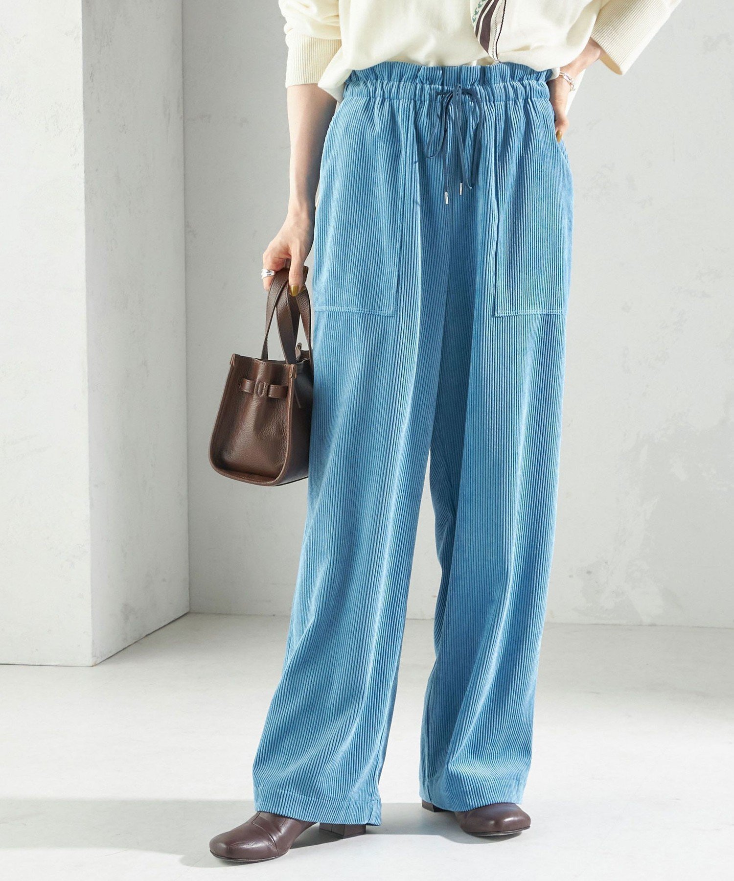 【シップス フォー ウィメン/SHIPS】の洗濯機可能 TUMUGITO コーデュロイ ドロスト パンツ インテリア・キッズ・メンズ・レディースファッション・服の通販 founy(ファニー) 　ファッション　Fashion　レディースファッション　Fashion for Women　パンツ　Pants & Trousers　コーデュロイ　Corduroy, Cord Fabric　ストレッチ　Stretch, Stretchy Fabric　ポケット　Pocket, Pocket Detail　リラックス　Relax, Relaxed Fit　楽ちん　Easy Fit, Comfortable　おすすめ　Recommended / Our Picks　2025年　2025　2025-2026秋冬・A/W　Autumn/Winter 2025–26 AW25–26　ブルー系|ID: prp329100004821062 ipo3291000000035035905