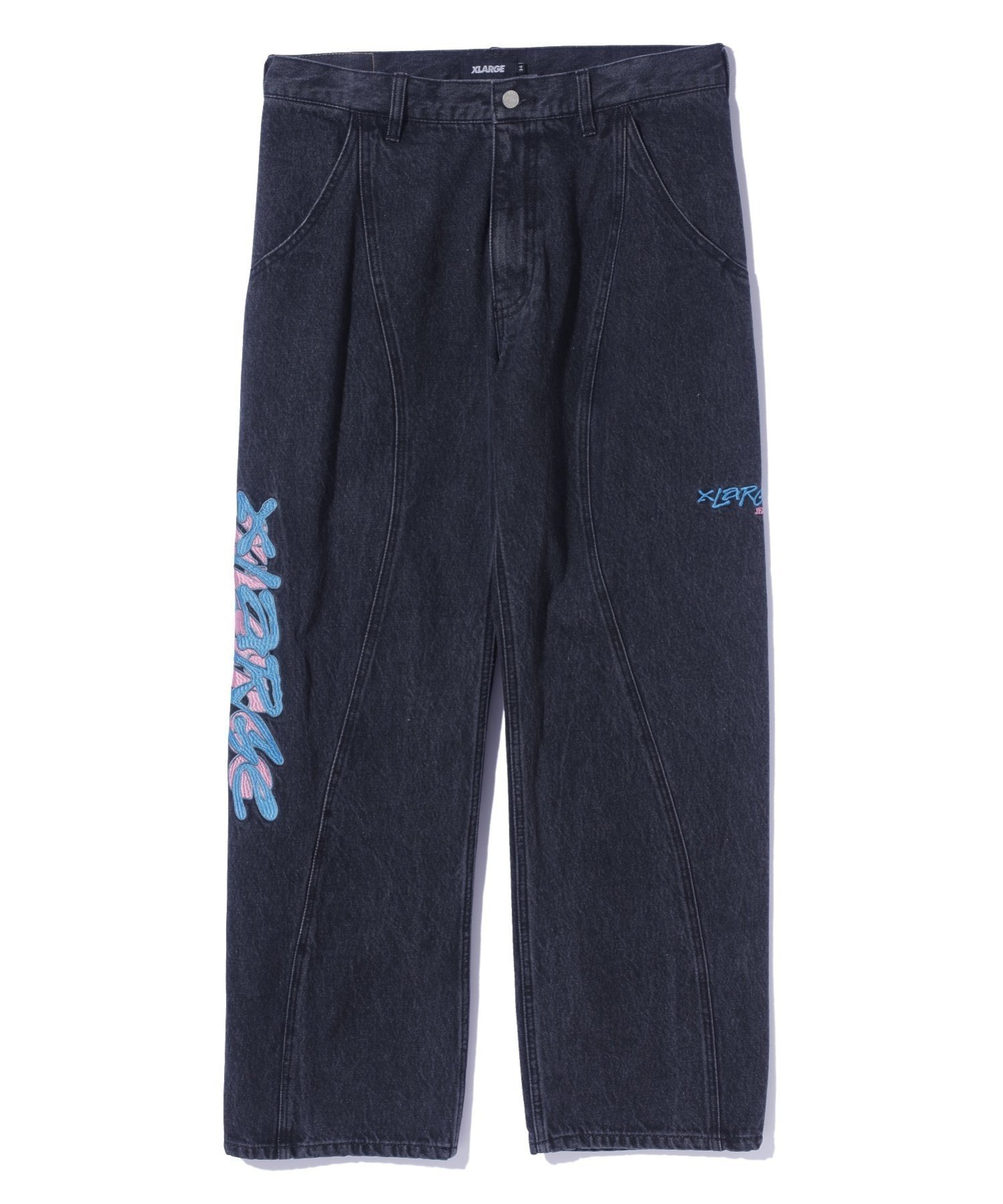 【エクストララージ/XLARGE】のSIDE CUTTING DENIM PANTS 【XLARGE】 インテリア・キッズ・メンズ・レディースファッション・服の通販 founy(ファニー) 　ファッション　Fashion　レディースファッション　Fashion for Women　パンツ　Pants & Trousers　デニムパンツ・ジーンズ・美脚デニム　Denim Jeans & Pants　おすすめ　Recommended / Our Picks　カッティング　Cutting Detail　グラフィック　Graphic, Graphic Design　スタンダード　Standard, Basic　デニム　Denim, Jeans Material　フロント　Front, Front Design　BLACK|ID: prp329100004821068 ipo3291000000035035973