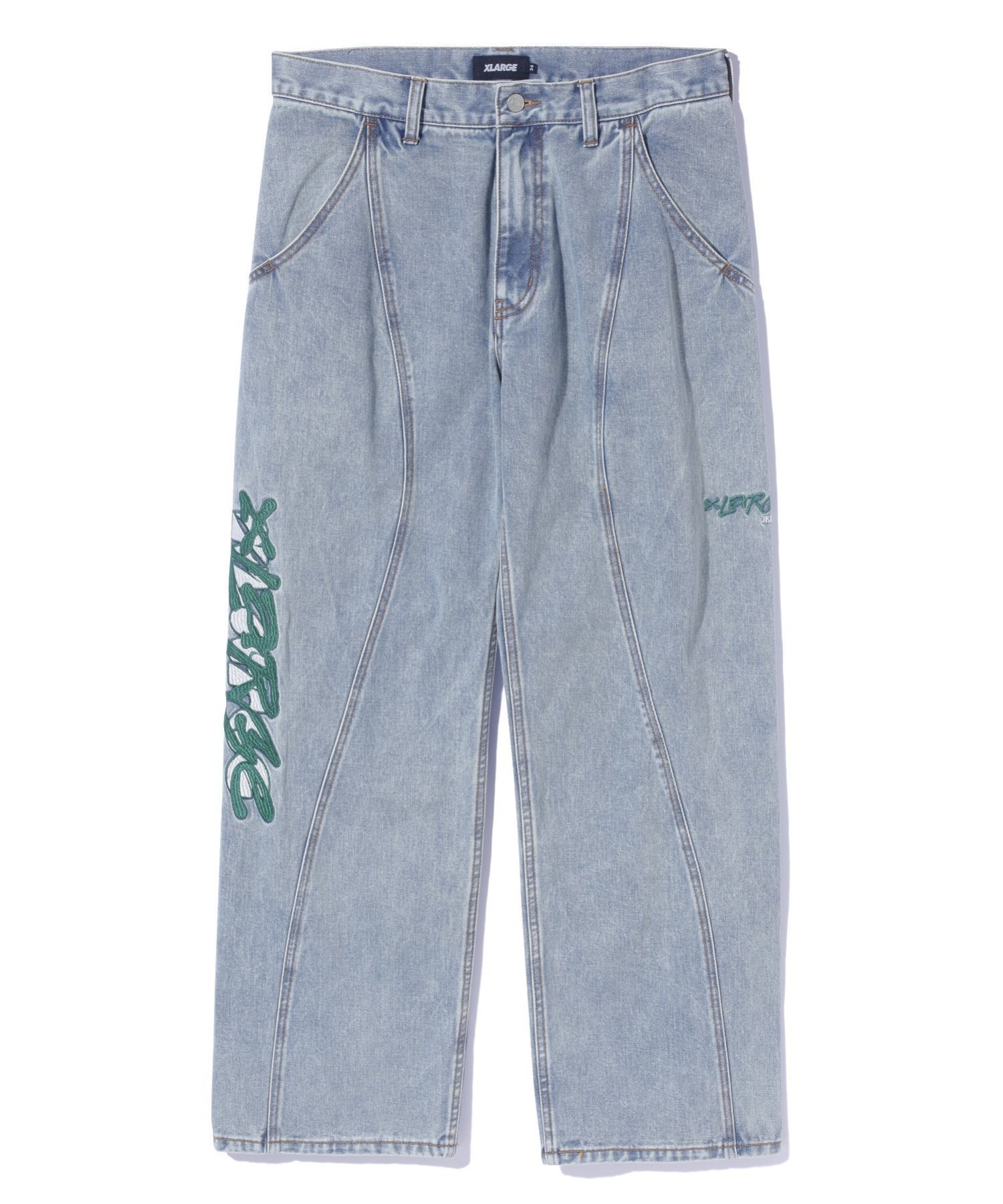 【エクストララージ/XLARGE】のSIDE CUTTING DENIM PANTS 【XLARGE】 インテリア・キッズ・メンズ・レディースファッション・服の通販 founy(ファニー) 　ファッション　Fashion　レディースファッション　Fashion for Women　パンツ　Pants & Trousers　デニムパンツ・ジーンズ・美脚デニム　Denim Jeans & Pants　おすすめ　Recommended / Our Picks　カッティング　Cutting Detail　グラフィック　Graphic, Graphic Design　スタンダード　Standard, Basic　デニム　Denim, Jeans Material　フロント　Front, Front Design　LtINDIGO|ID: prp329100004821068 ipo3291000000035035974