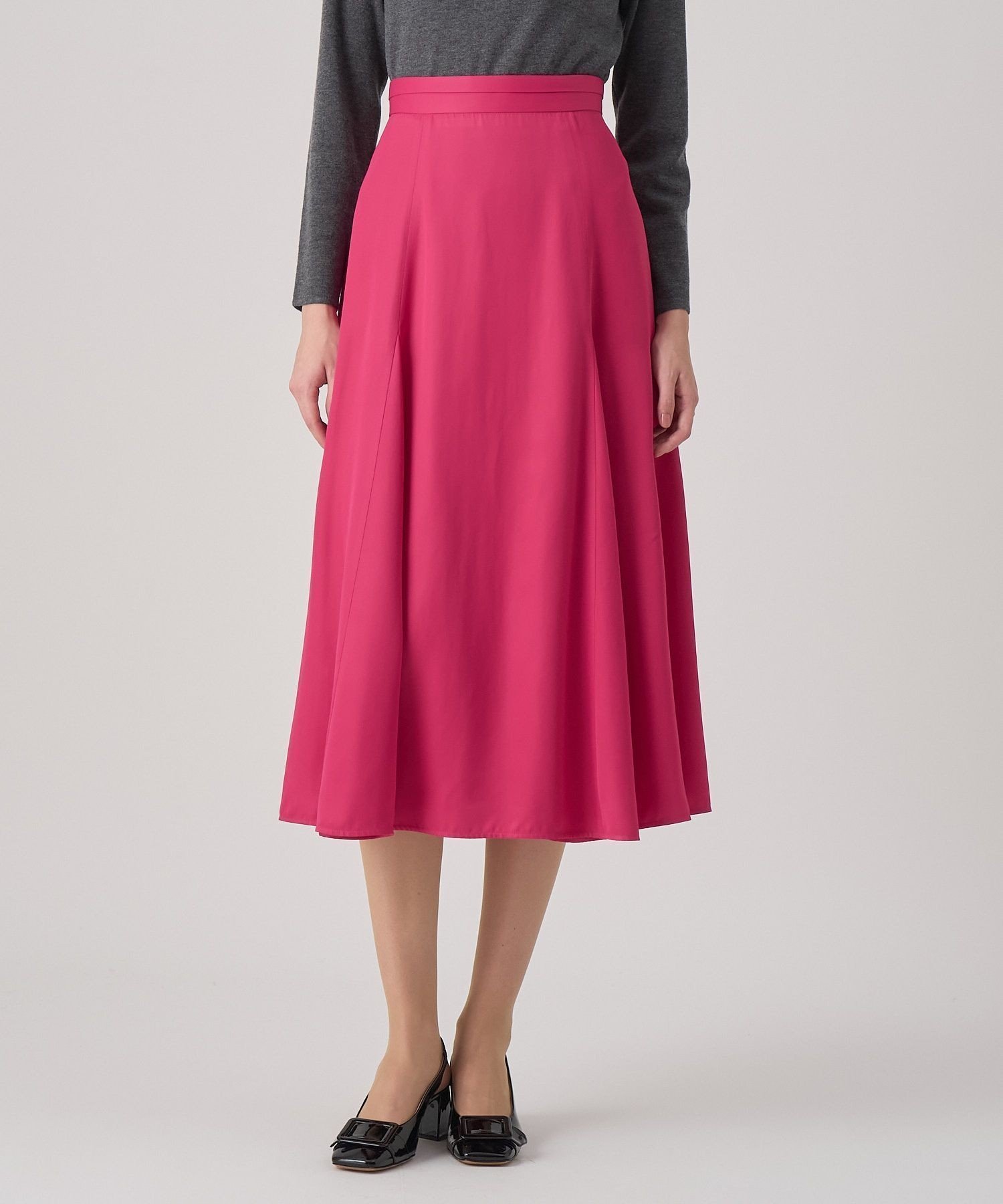 【アナイ/ANAYI】のレザーライクマチフレアスカート インテリア・キッズ・メンズ・レディースファッション・服の通販 founy(ファニー) 　ファッション　Fashion　レディースファッション　Fashion for Women　スカート　Skirts　Aライン・フレアスカート　A-Line & Flared Skirts　サテン　Satin, Glossy Fabric　スマート　Smart, Elegant　なめらか　Smooth, Silky Texture　フレア　Flare, Flared　A/W・秋冬　Autumn/Winter　再入荷　Restock / Back in Stock　おすすめ　Recommended / Our Picks　pink|ID: prp329100004821085 ipo3291000000035036197